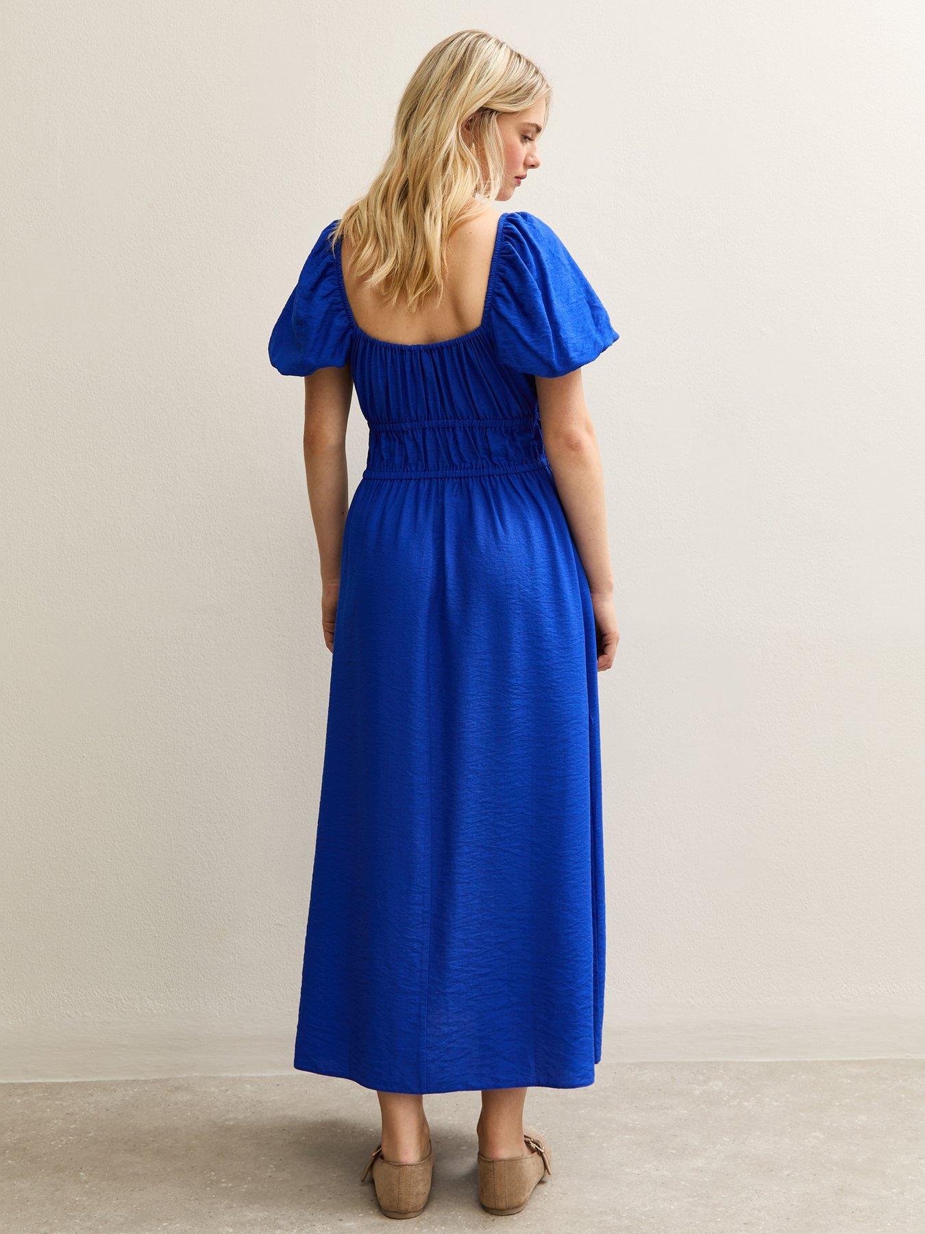 Image 2 of 5 of New Look Bright Blue Milkmaid Midi Dress