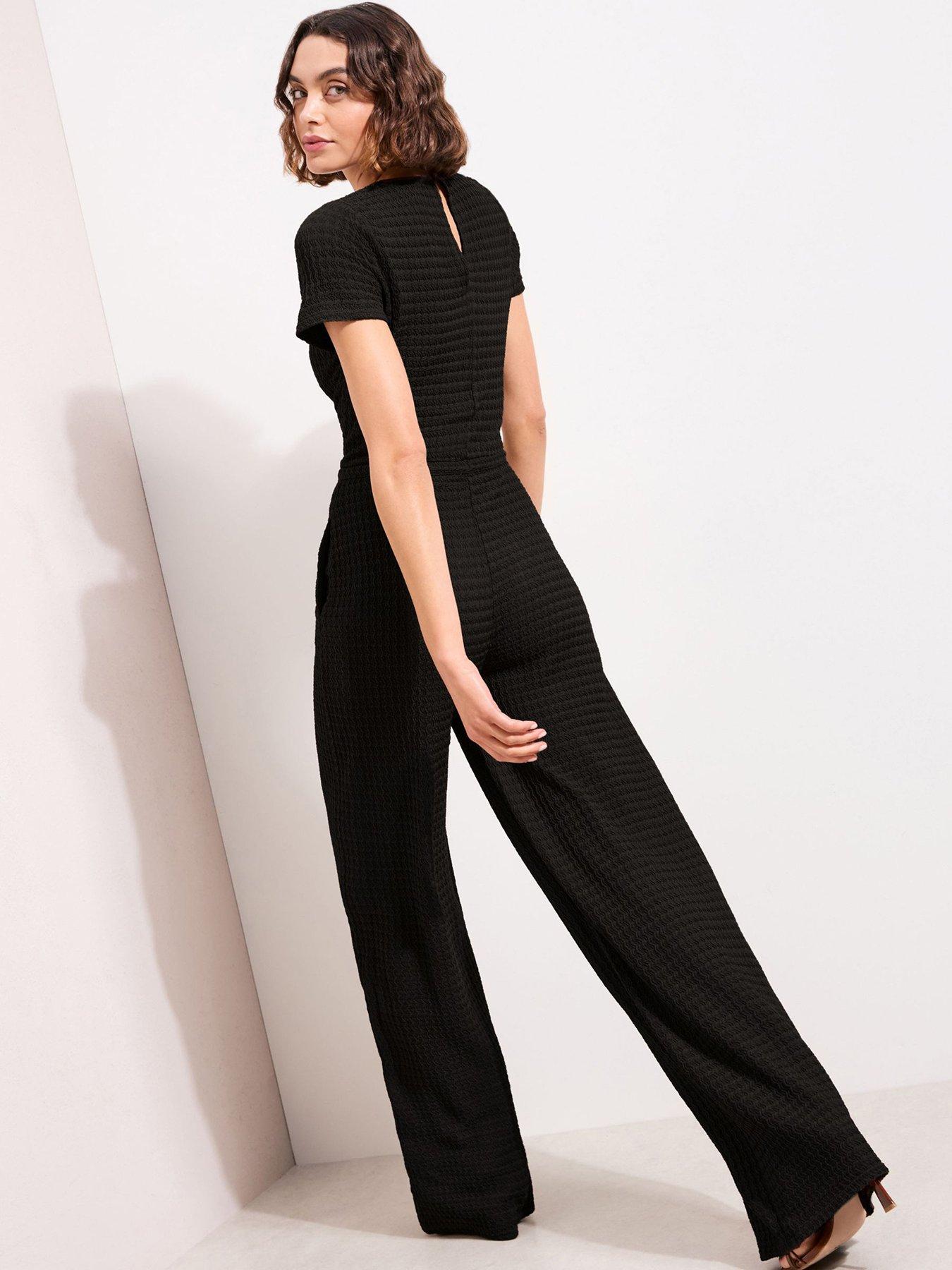 Image 2 of 4 of Friends Like These Beaded Drawstring Textured Jersey Jumpsuit - Black