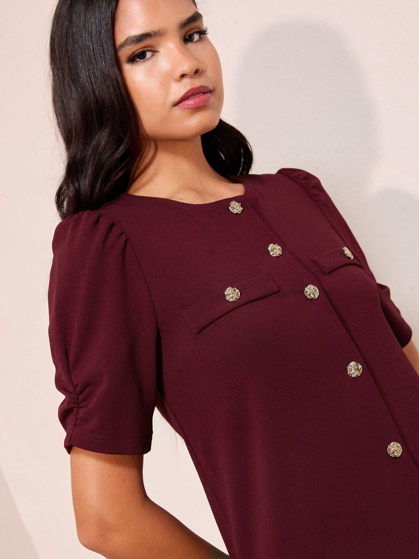 Image 3 of 4 of Friends Like These Pleat Peplum Hem Mini Shift - Red