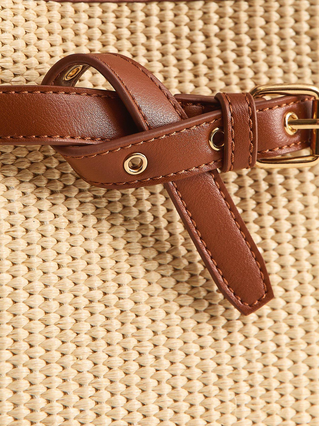 Image 3 of 5 of New Look Belted Woven Bucket Bag - Stone