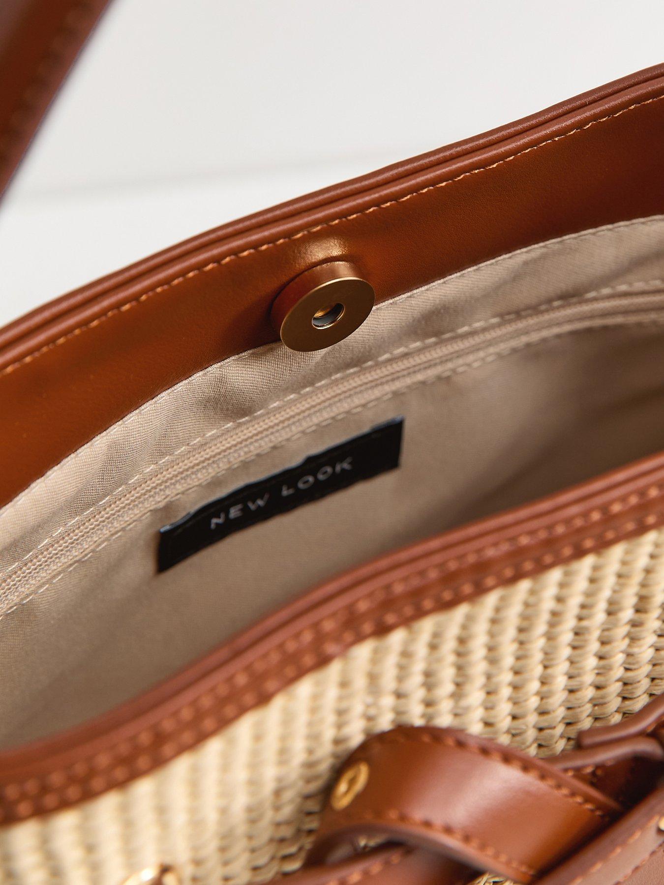 Image 4 of 5 of New Look Belted Woven Bucket Bag - Stone