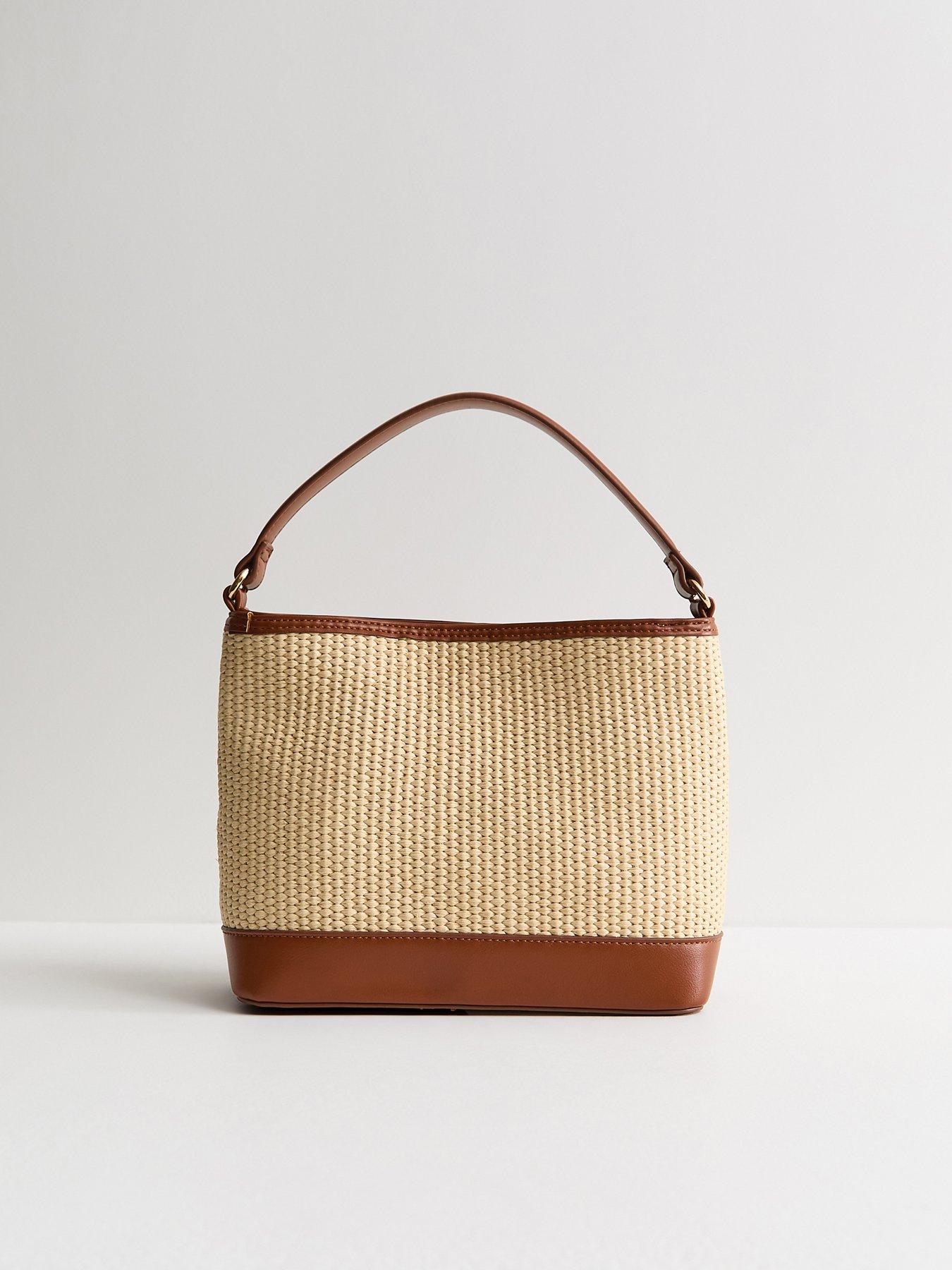 Image 5 of 5 of New Look Belted Woven Bucket Bag - Stone