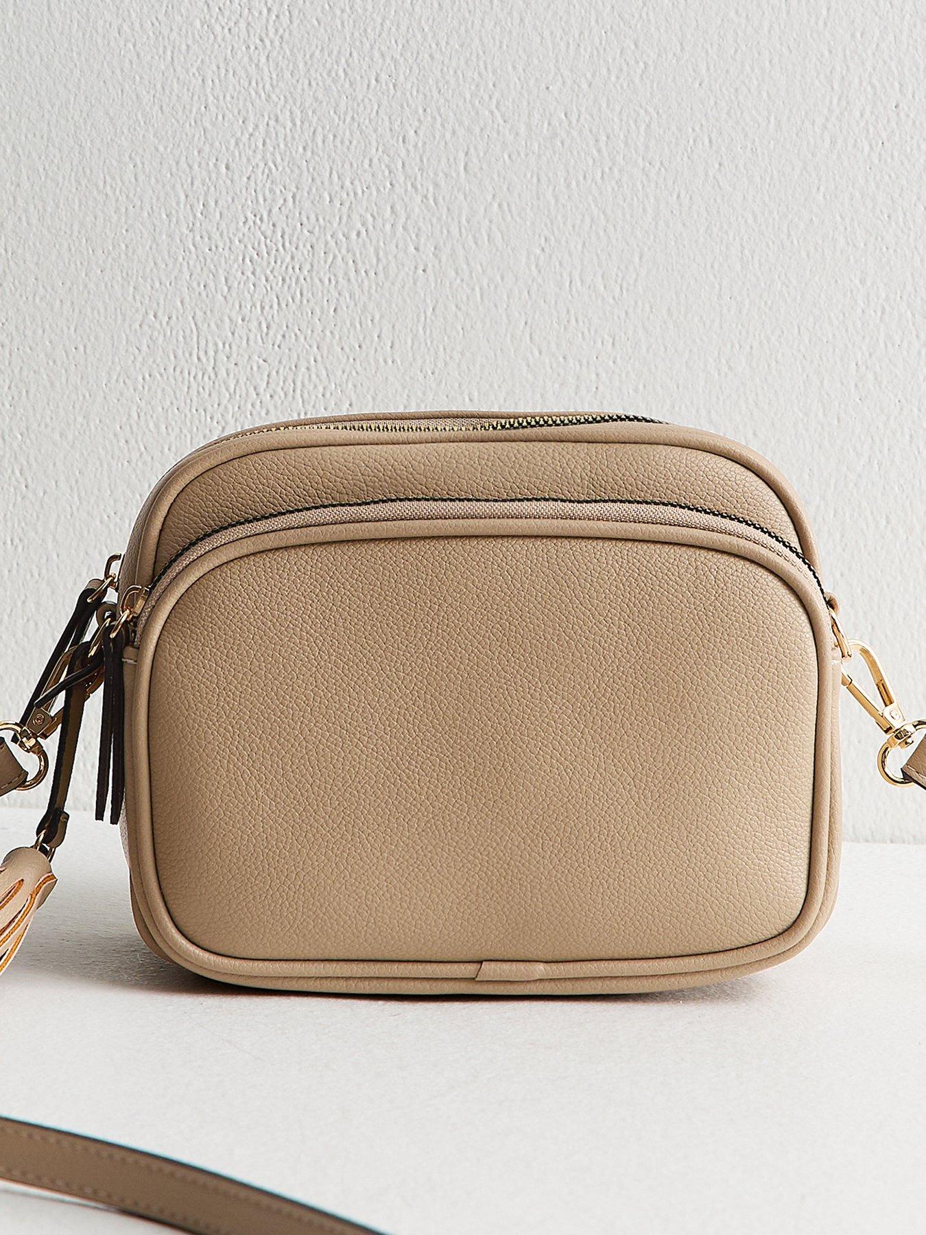 New Look Faux Leather Tassel Charm Camera Bag - Mink