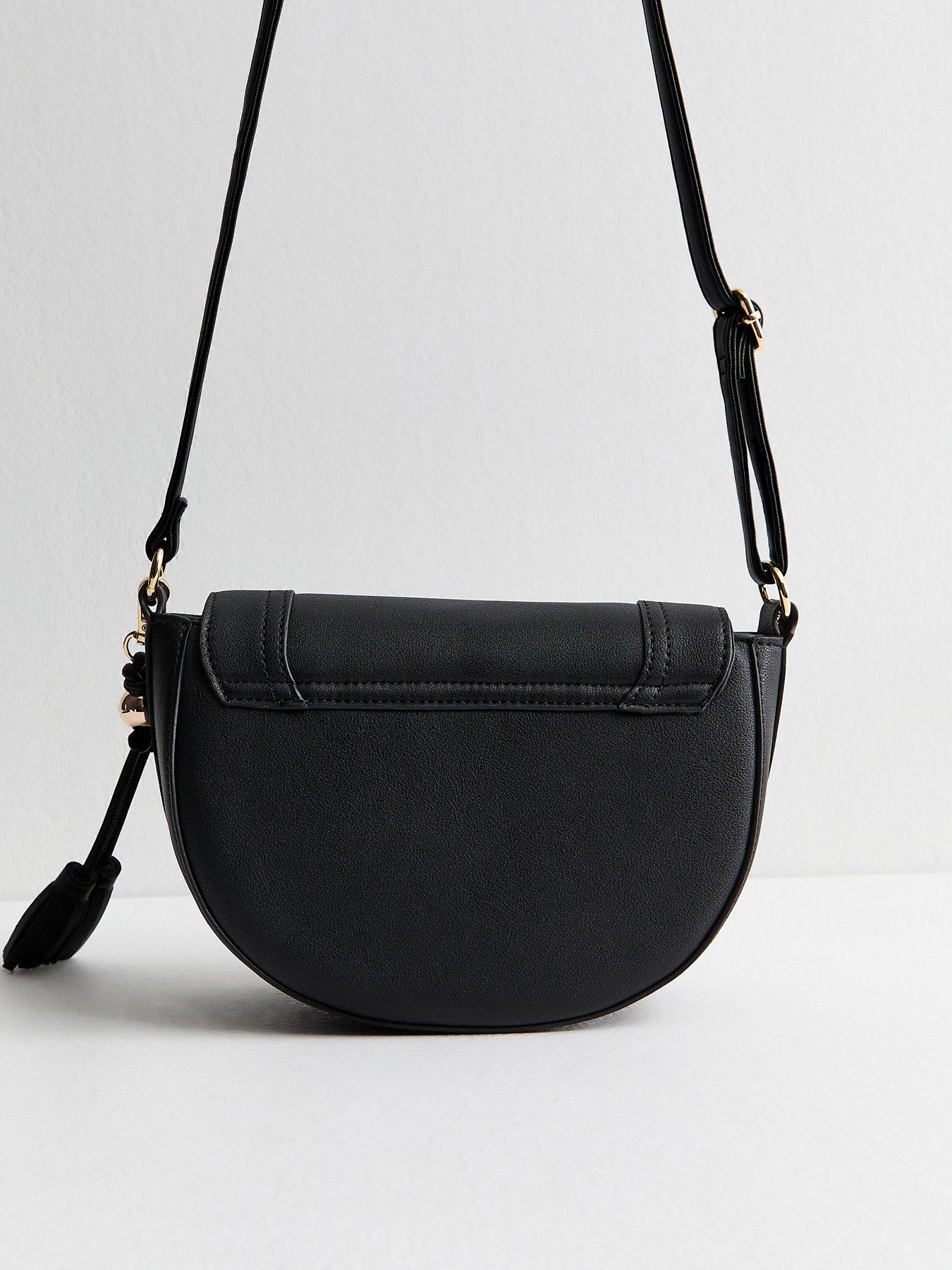 Image 3 of 5 of New Look Faux Leather Saddle Crossbody Bag - Black