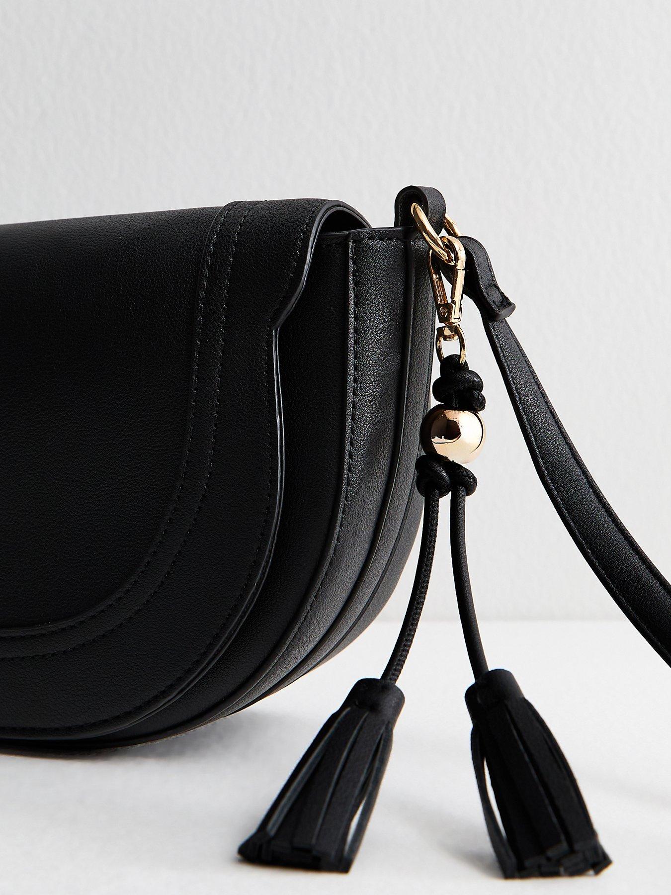 Image 4 of 5 of New Look Faux Leather Saddle Crossbody Bag - Black