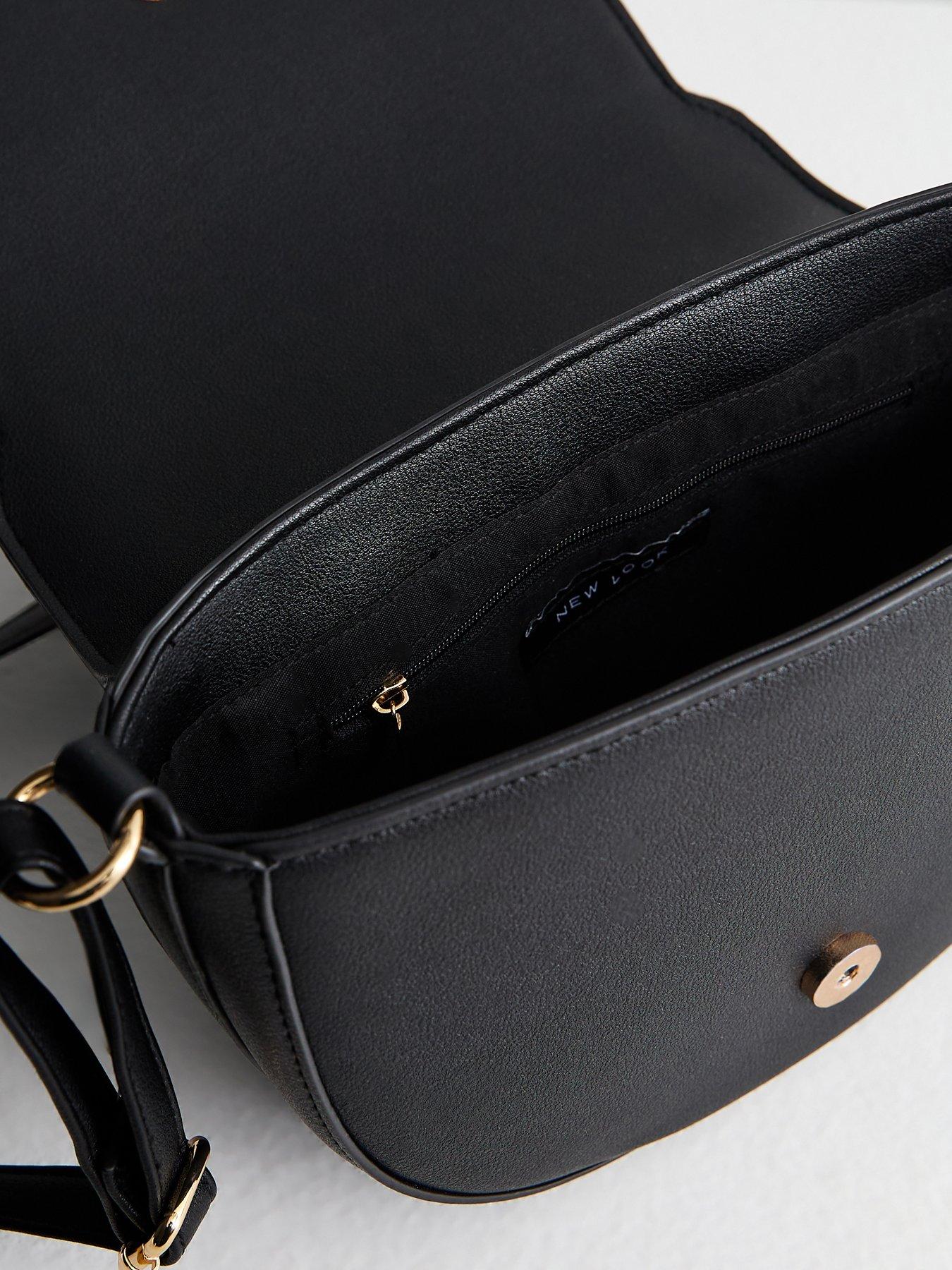 Image 5 of 5 of New Look Faux Leather Saddle Crossbody Bag - Black
