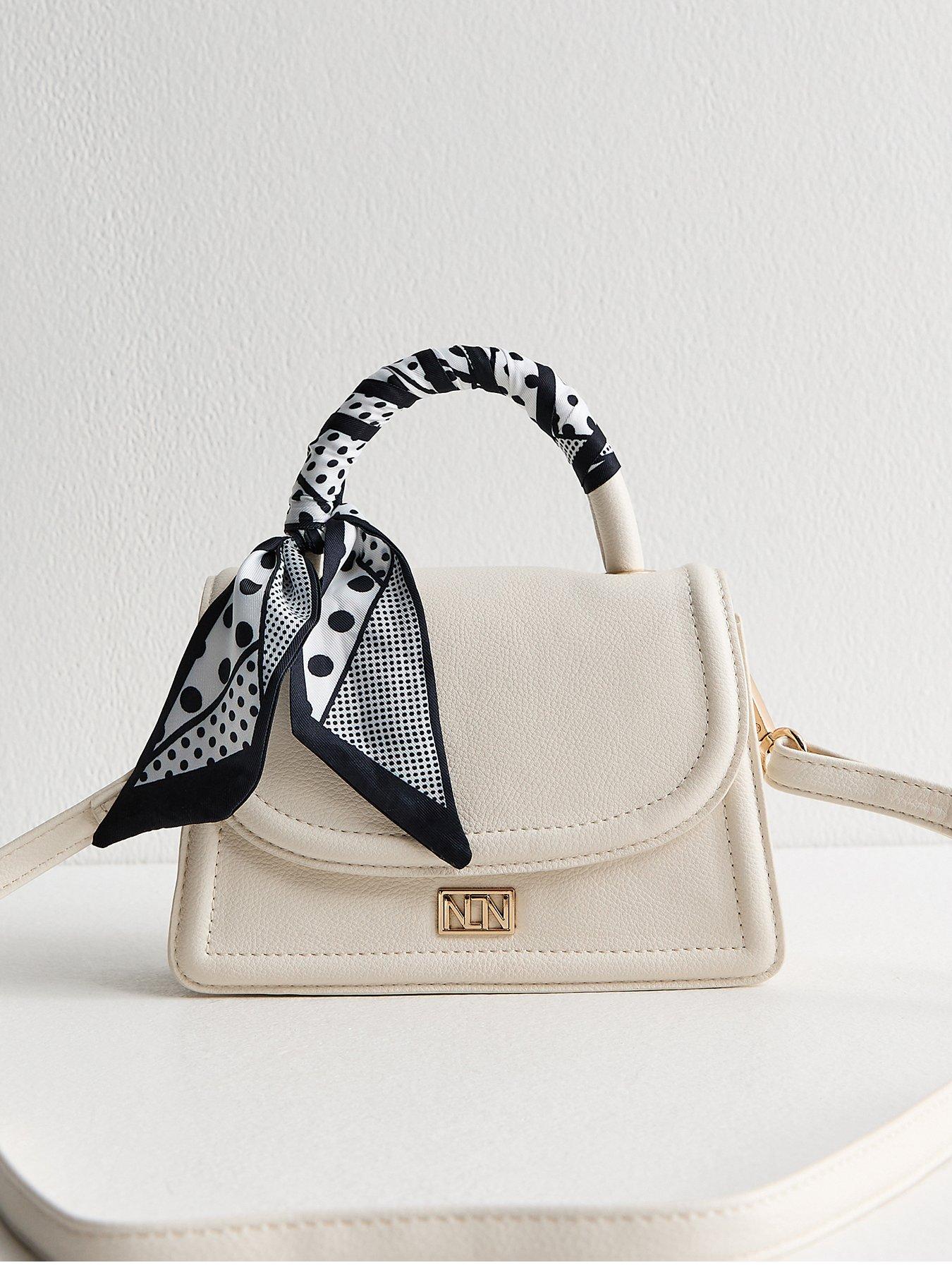 New Look Faux Leather Scarf Top Handle Bag - White