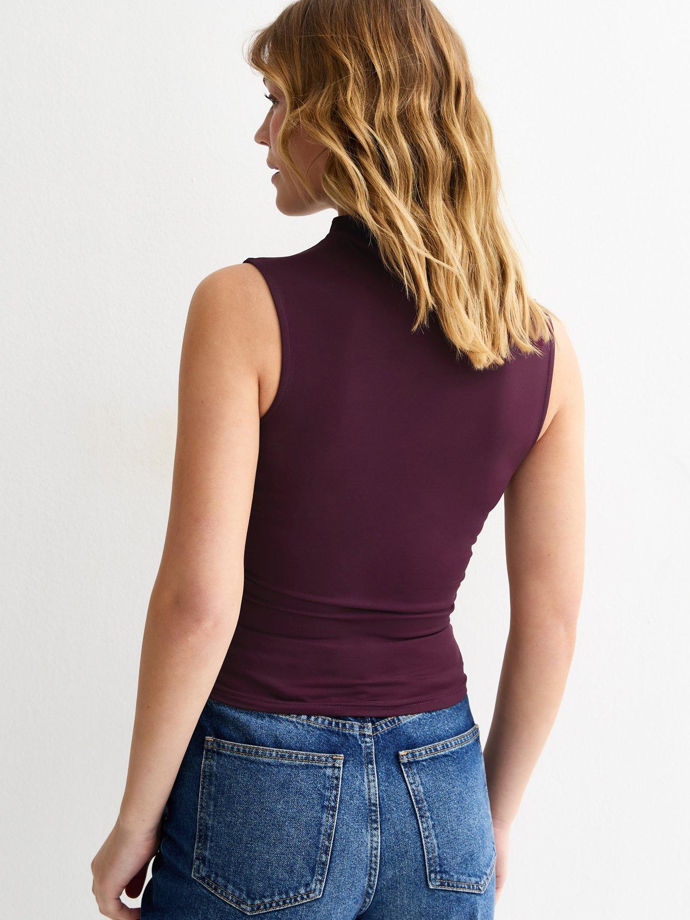 Image 2 of 5 of New Look Jersey Grown On Neck Tank Top - Burgundy