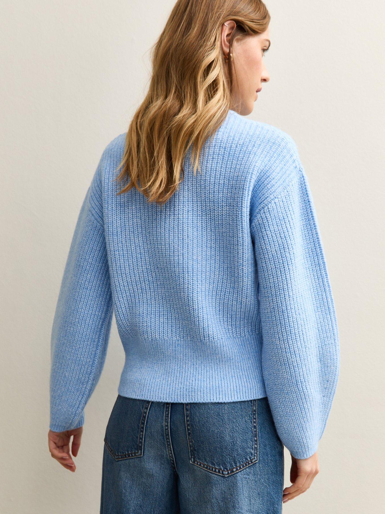 Image 2 of 5 of New Look Ribbed Knit Long Sleeve Jumper - Mid - Blue