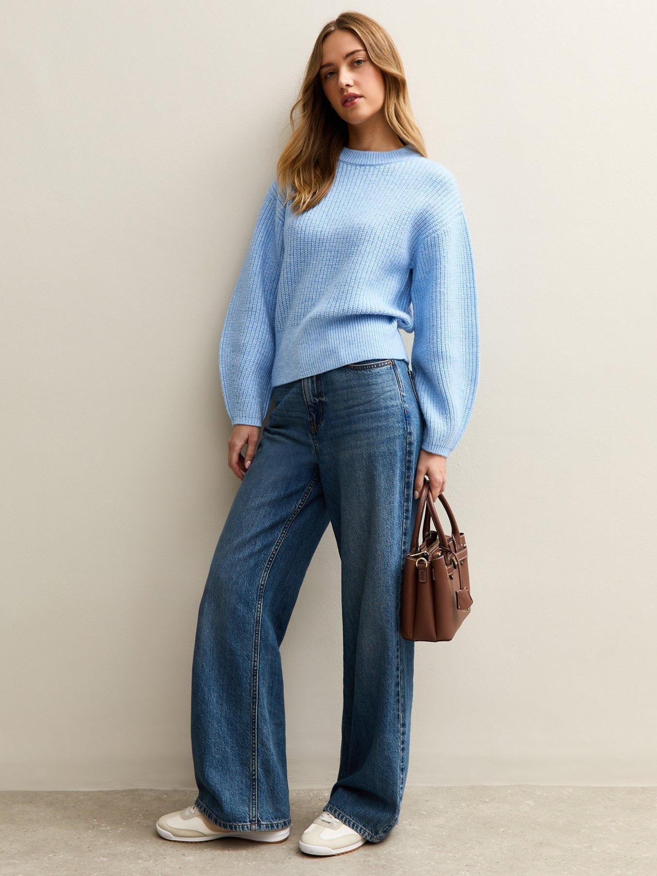 Image 3 of 5 of New Look Ribbed Knit Long Sleeve Jumper - Mid - Blue