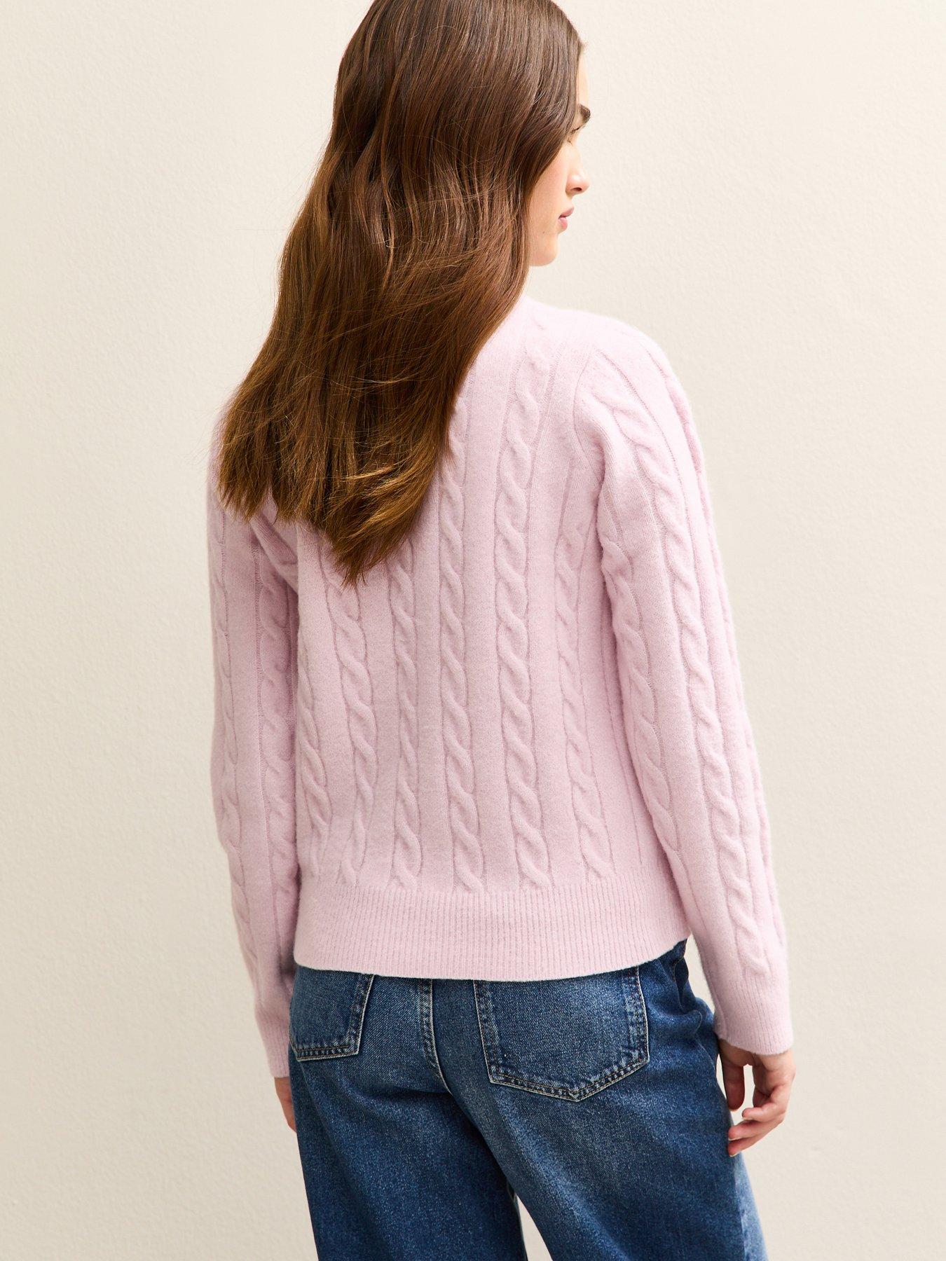 Image 2 of 5 of New Look Cable Knit Crew Neck Jumper - Light Pink