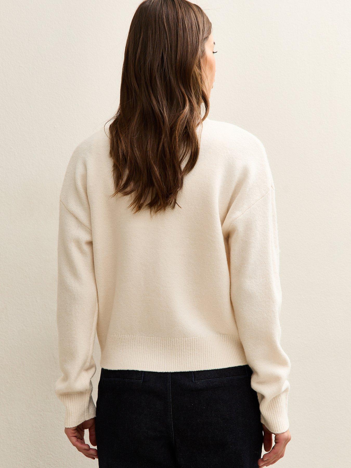 Image 2 of 5 of New Look 3D Floral Knitted Cardigan - Cream