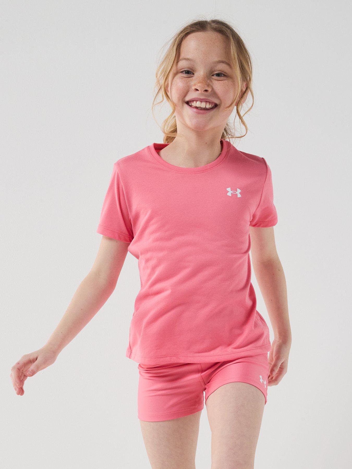 UNDER ARMOUR Junior Girls Training Tech Short Sleeve Crew Neck T-Shirt - Pink