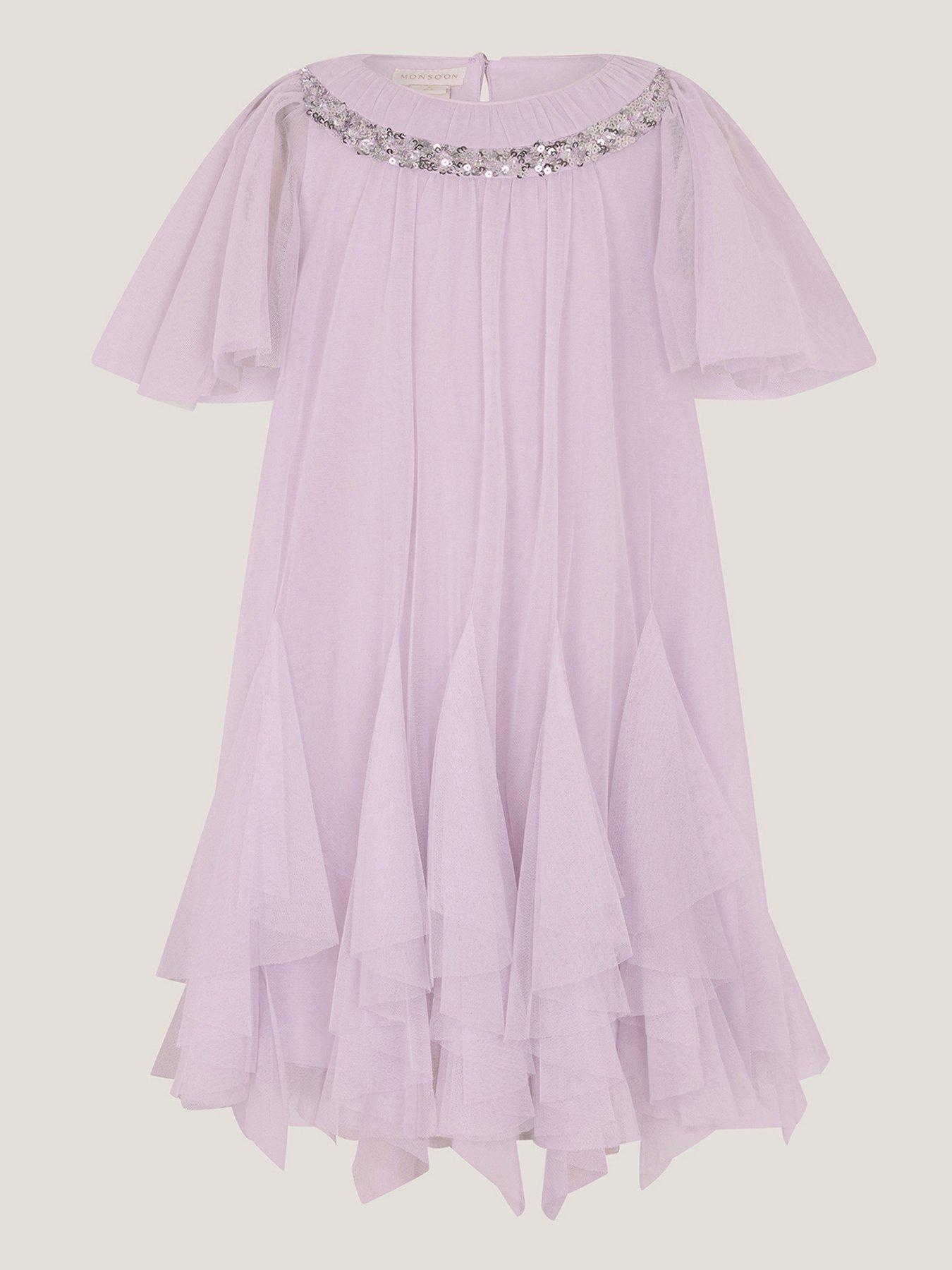 Monsoon Girls Nessa Waterfall Beaded Neck Dress - Light Purple