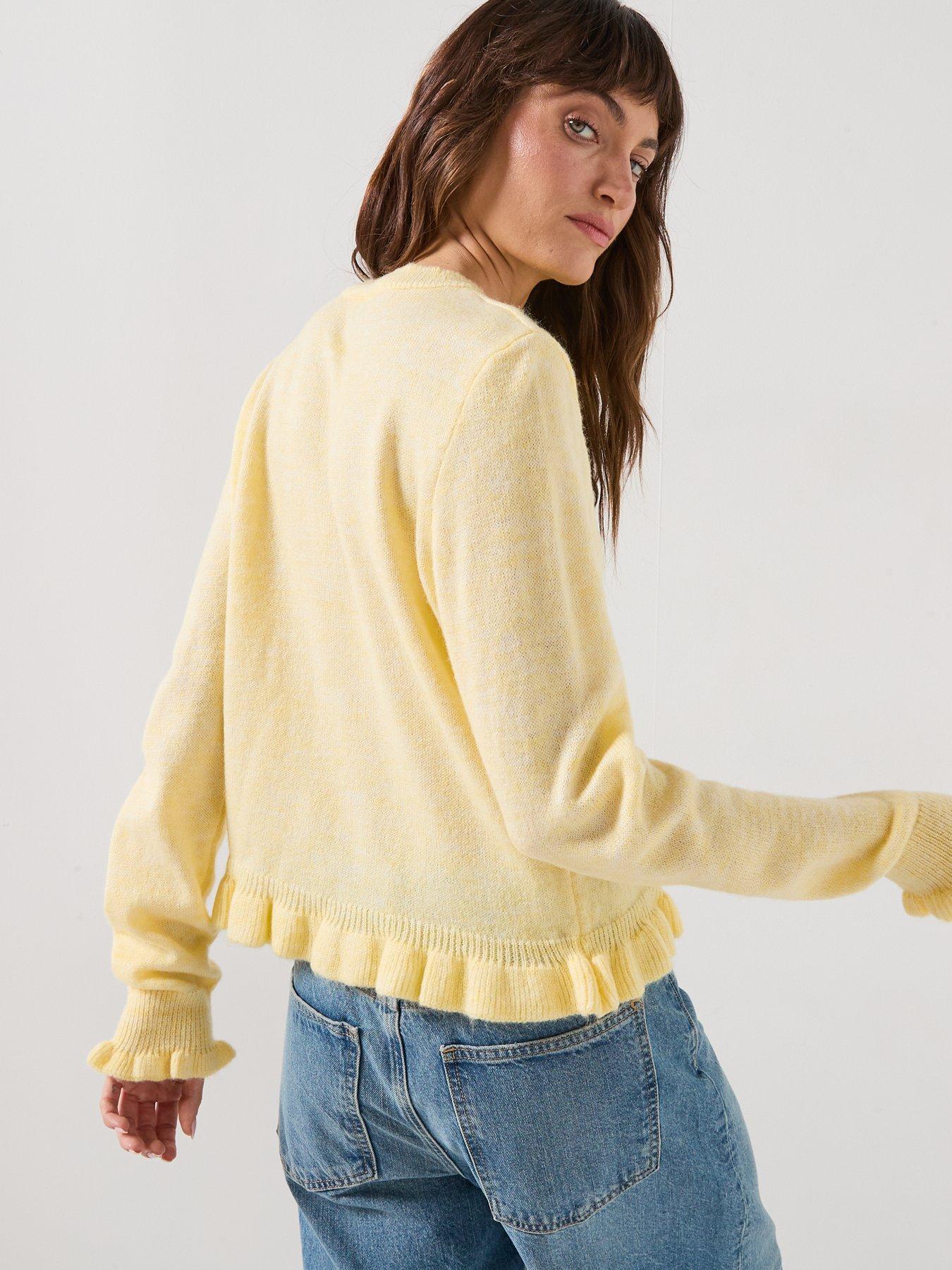JDY Long Sleeve Frill Knitted Cardigan - Yellow | Very