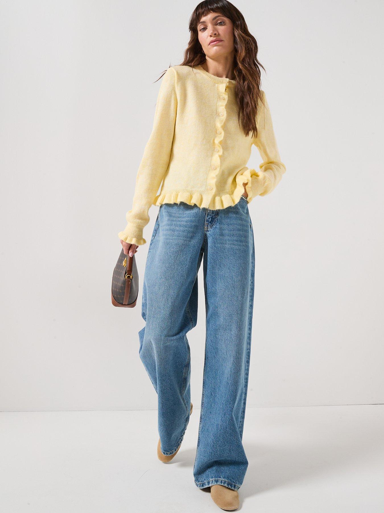 JDY Long Sleeve Frill Knitted Cardigan - Yellow | Very