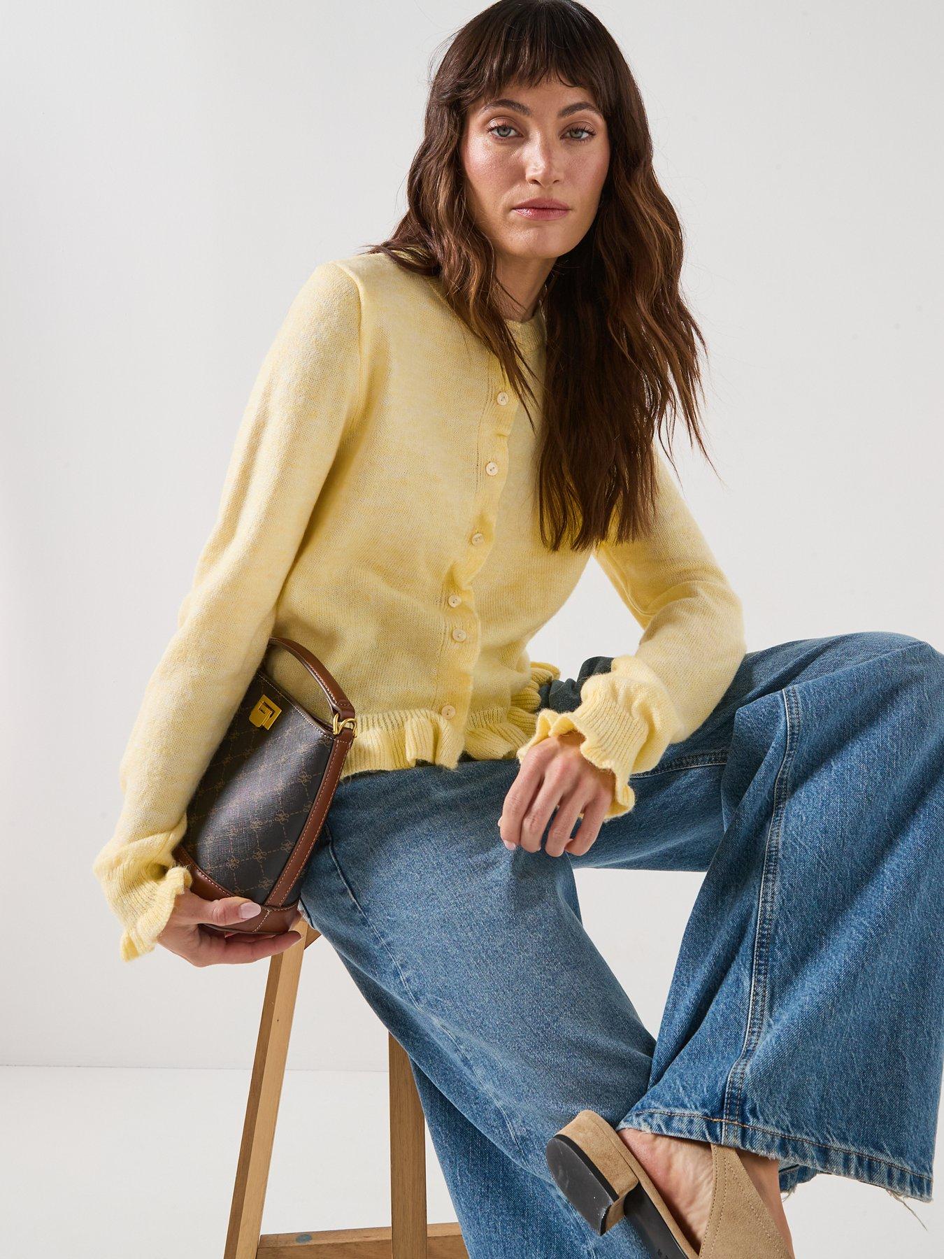 JDY Long Sleeve Frill Knitted Cardigan - Yellow | Very