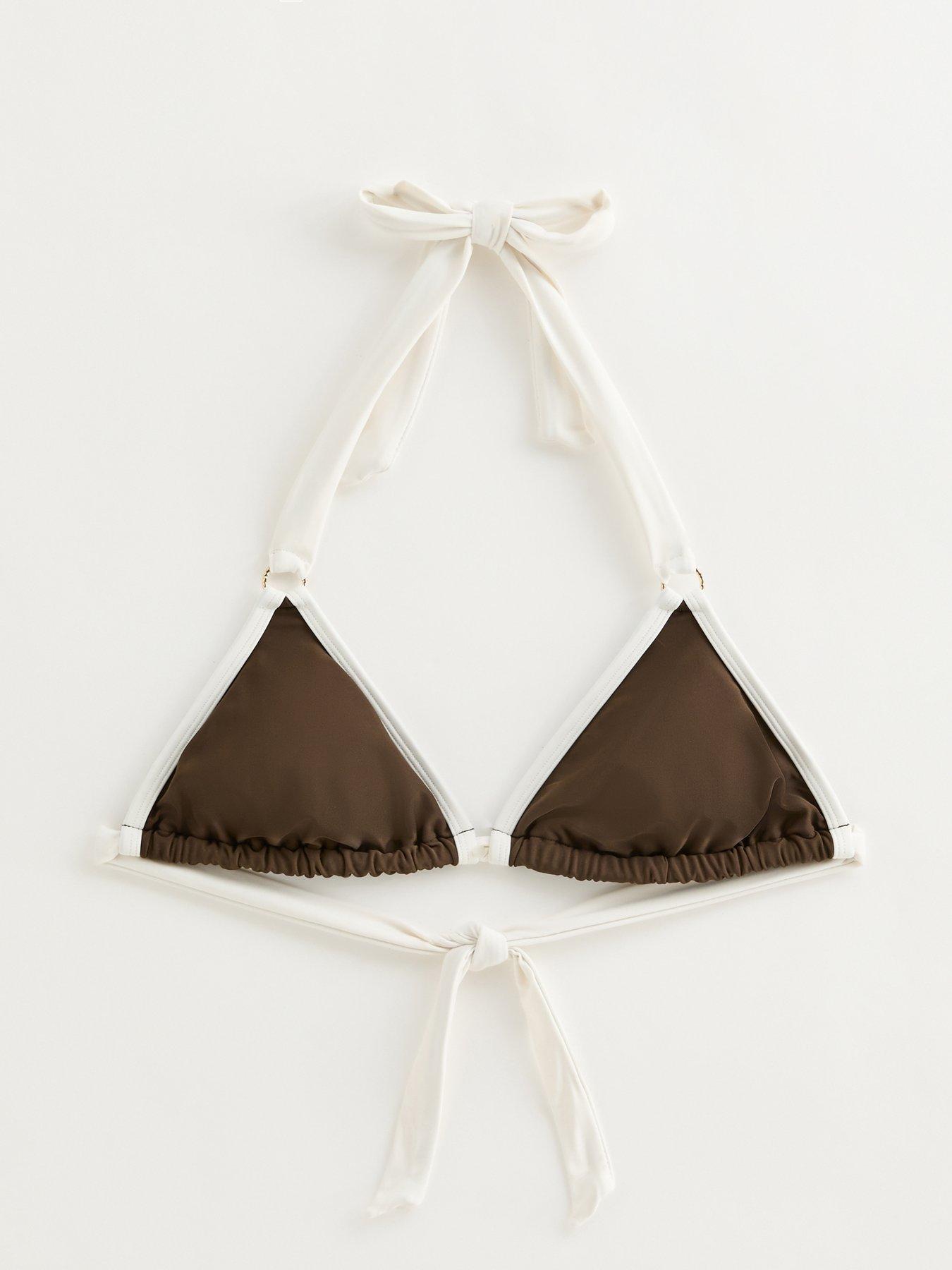 Image 6 of 6 of New Look Mid Wide Strap Triangle Bikini Top - Brown