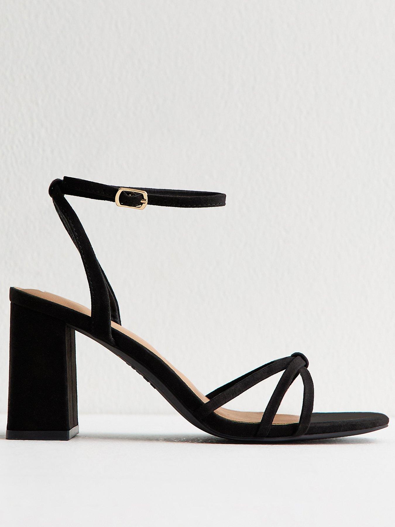 New Look Faux Suede Knot Strap Block Heel Sandals - Black | Very