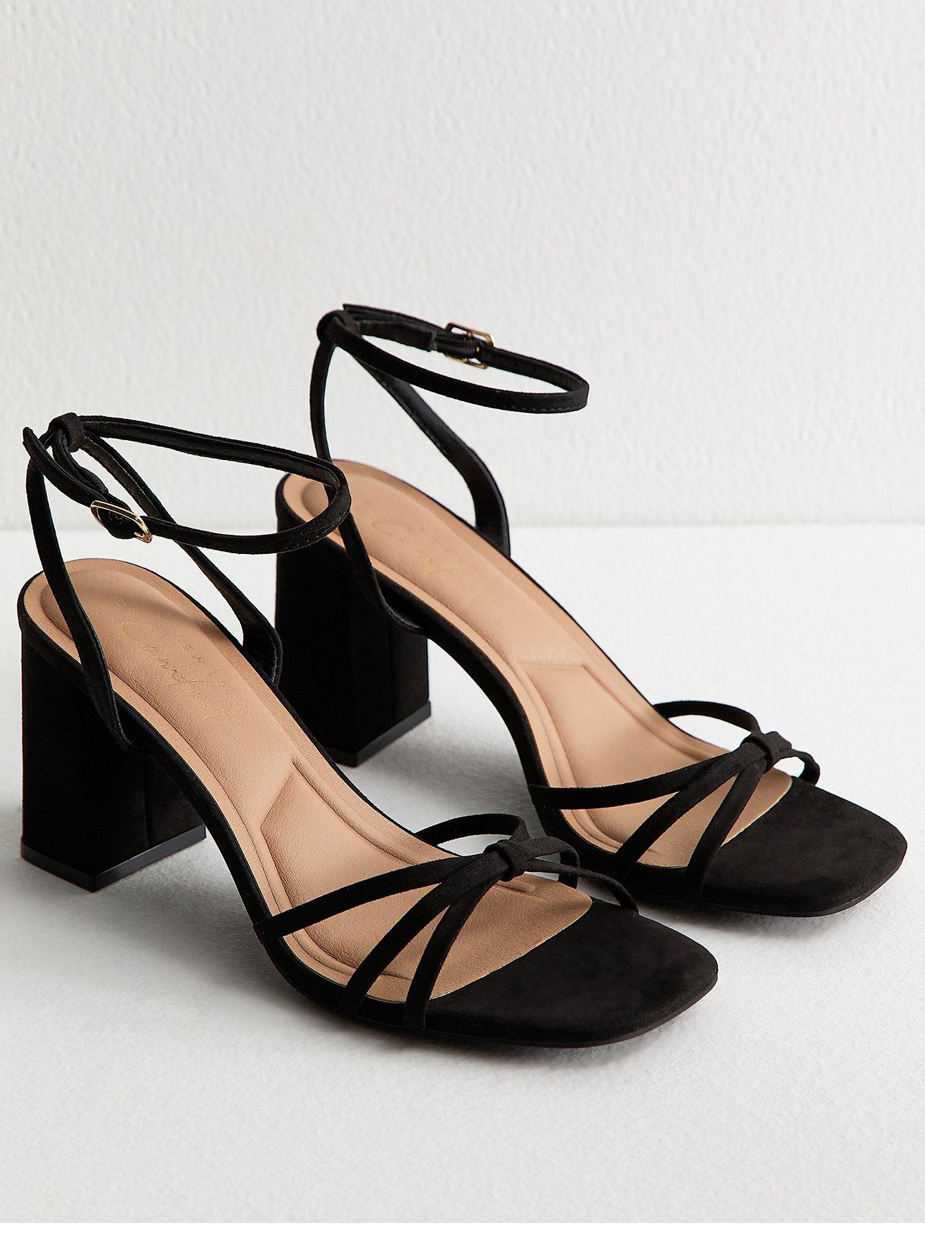 New Look Faux Suede Knot Strap Block Heel Sandals - Black | Very
