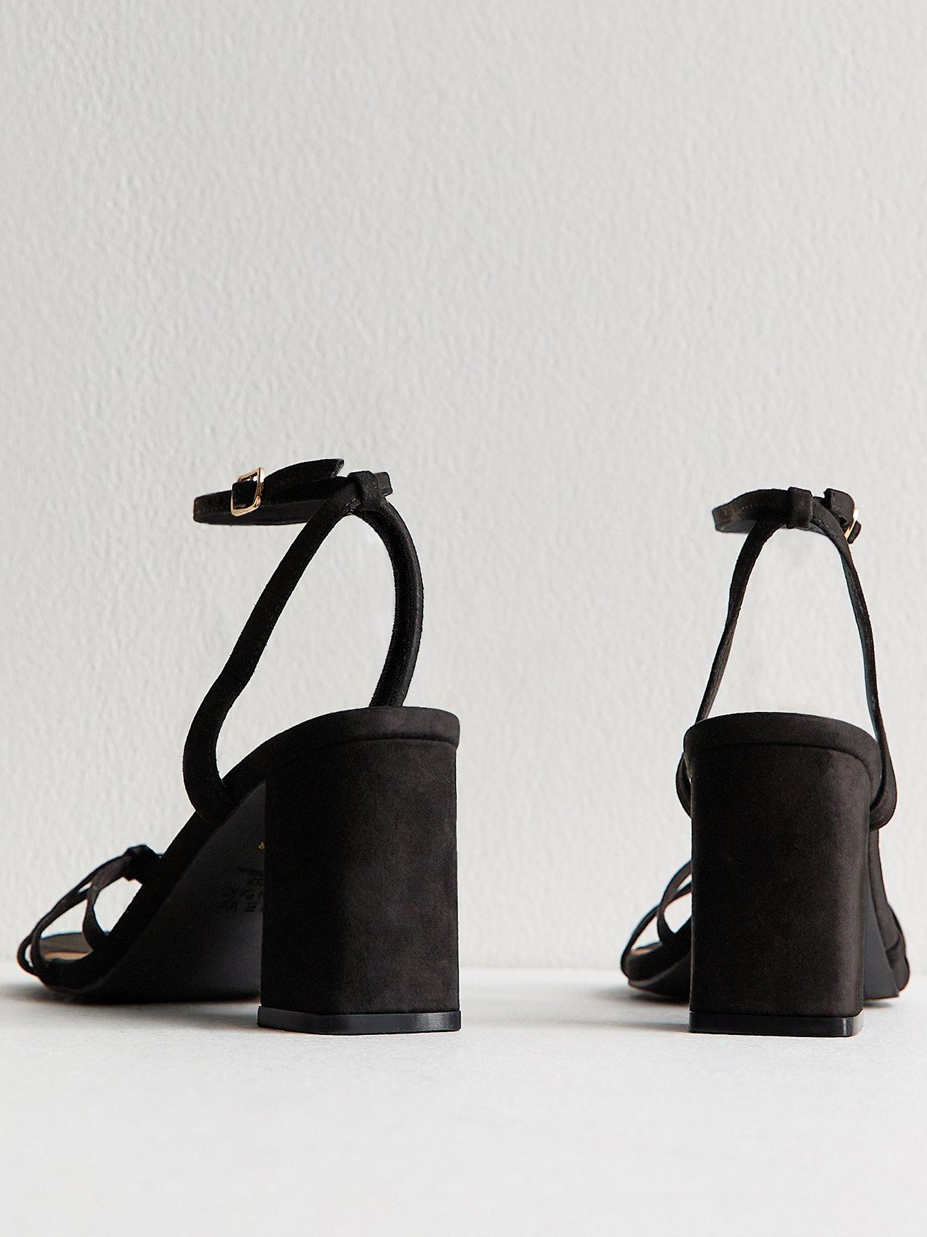 New Look Faux Suede Knot Strap Block Heel Sandals - Black | Very