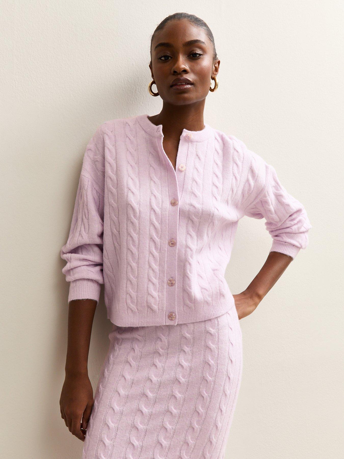 New Look Cable Knit Cardigan - Lilac | Very