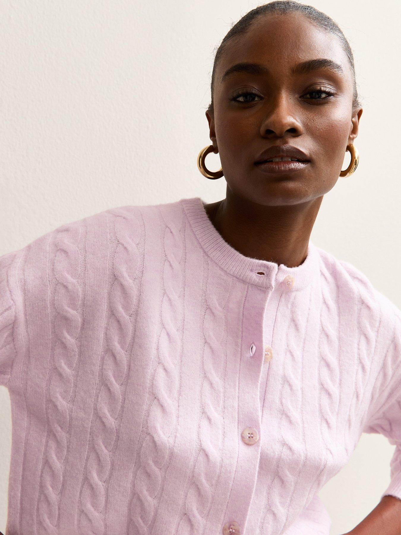 New Look Cable Knit Cardigan - Lilac | Very