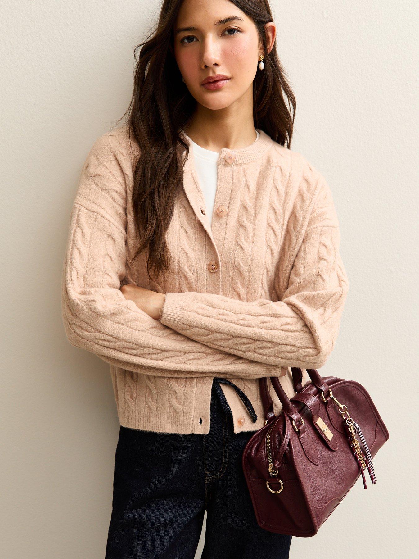 New Look Cable Knit Cardigan - Light Pink