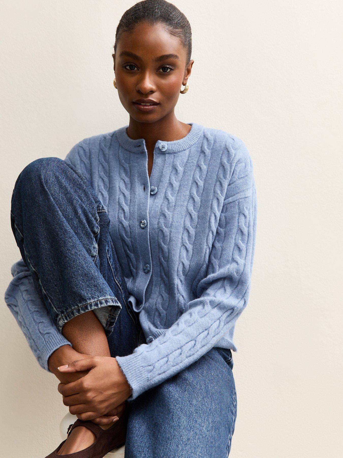 New Look Cable Knit Cardigan - Blue