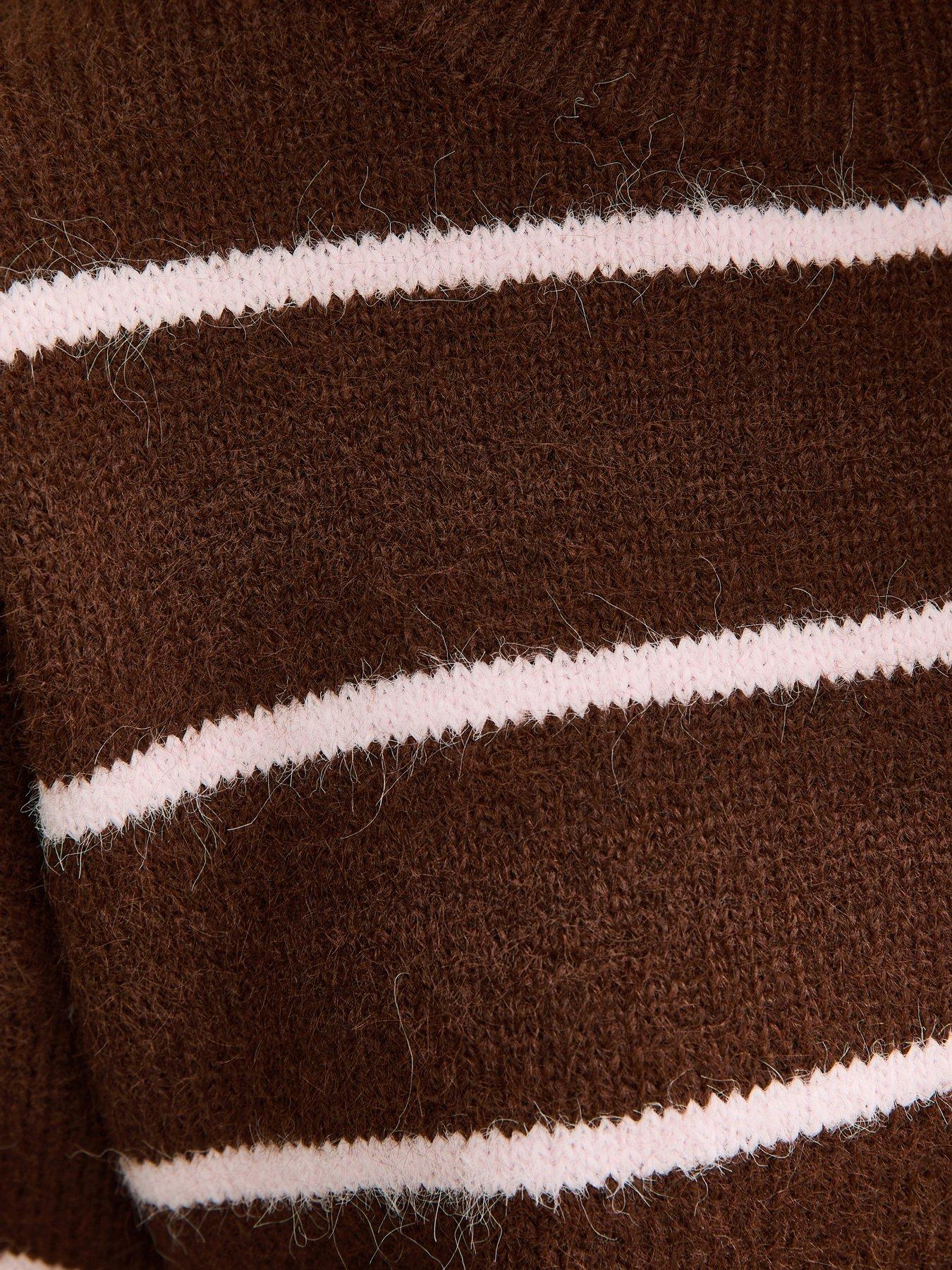 Image 5 of 5 of New Look Thin Stripe Midweight Knit Jumper - Brown