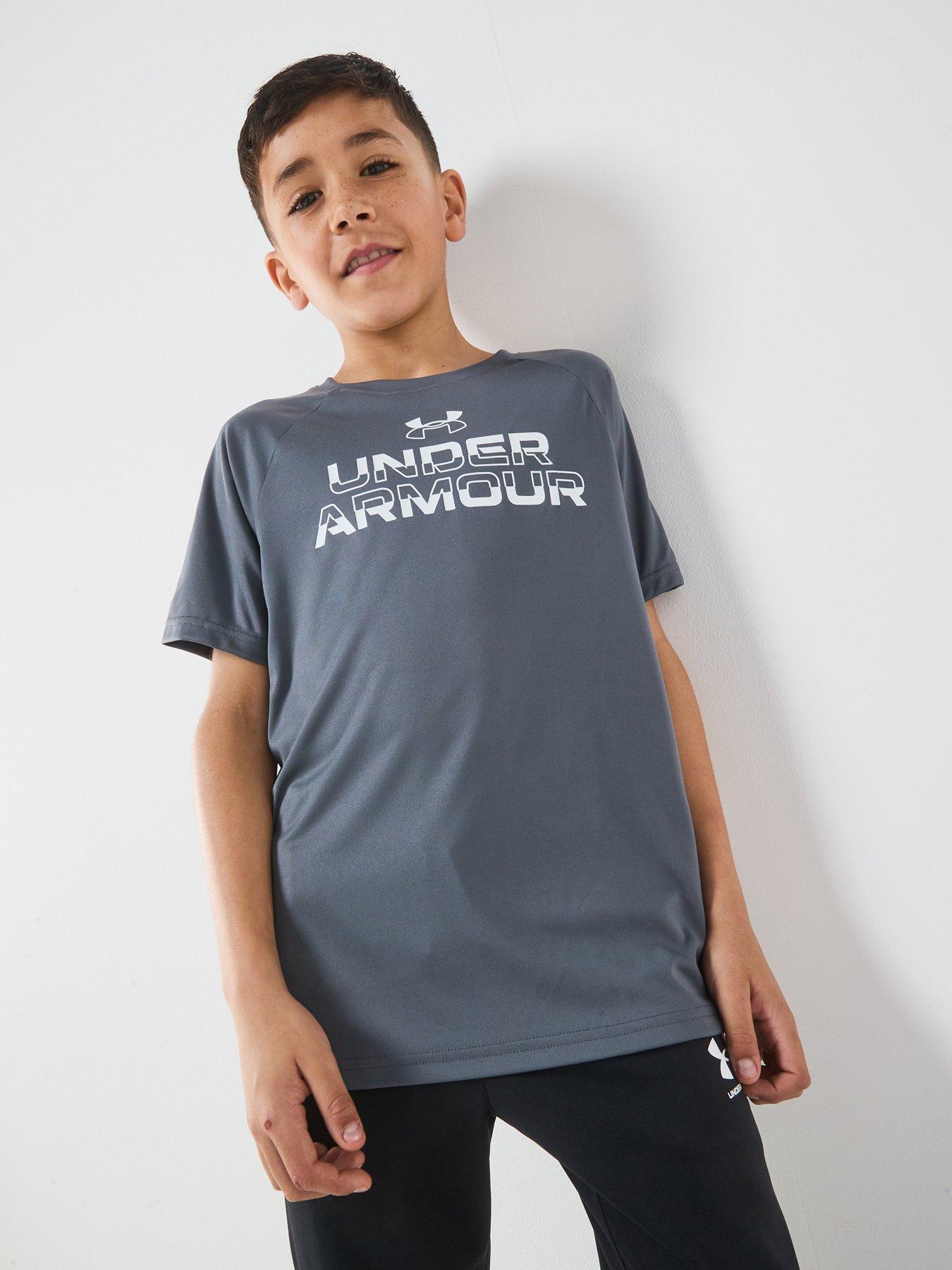 Under Armour Junior Boys Training Tech Short Sleeve Crew Neck T-Shirt - Grey