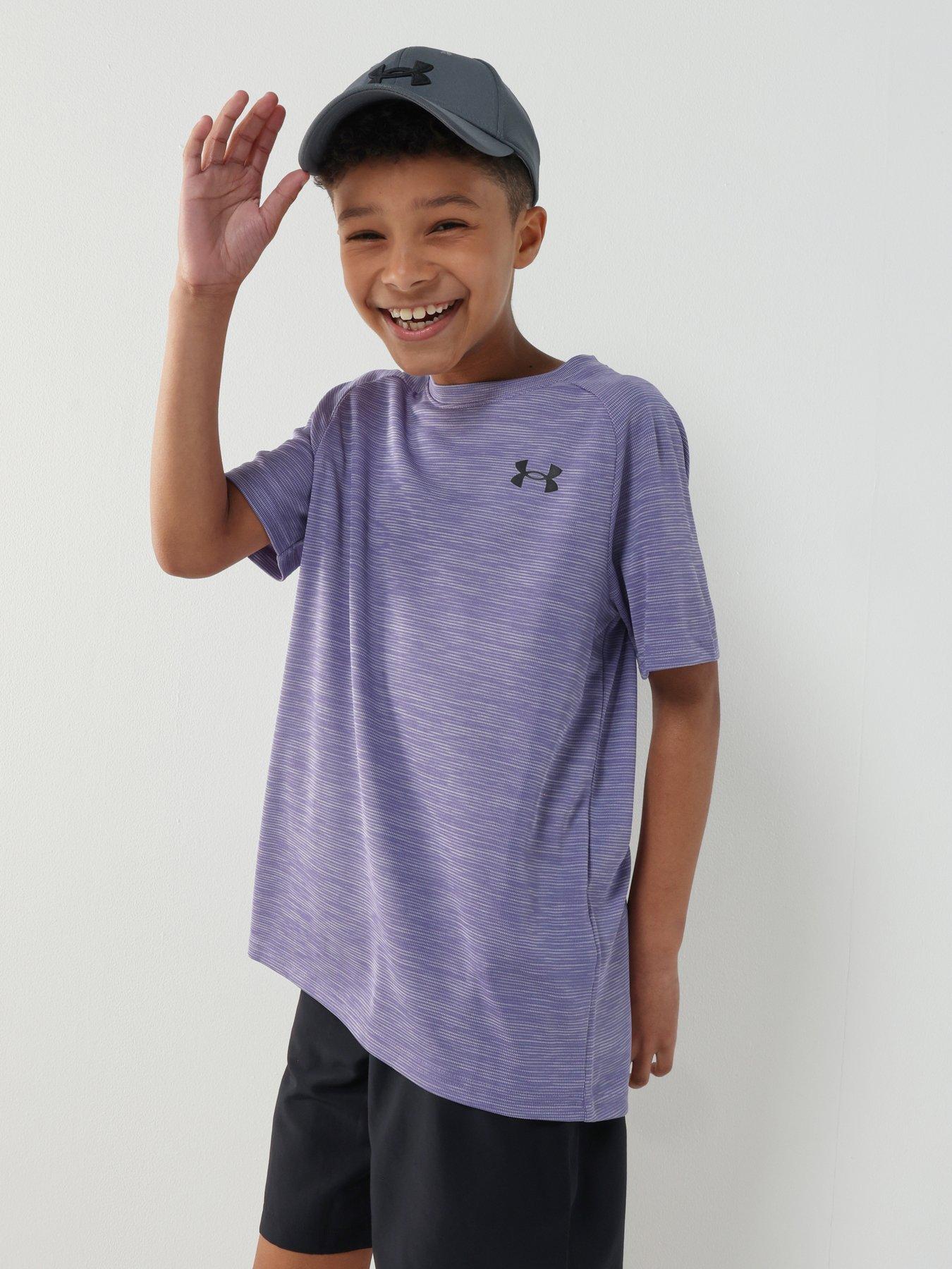 UNDER ARMOUR Junior Boys Training Tech Short Sleeve Crew Neck T-Shirt - Purple