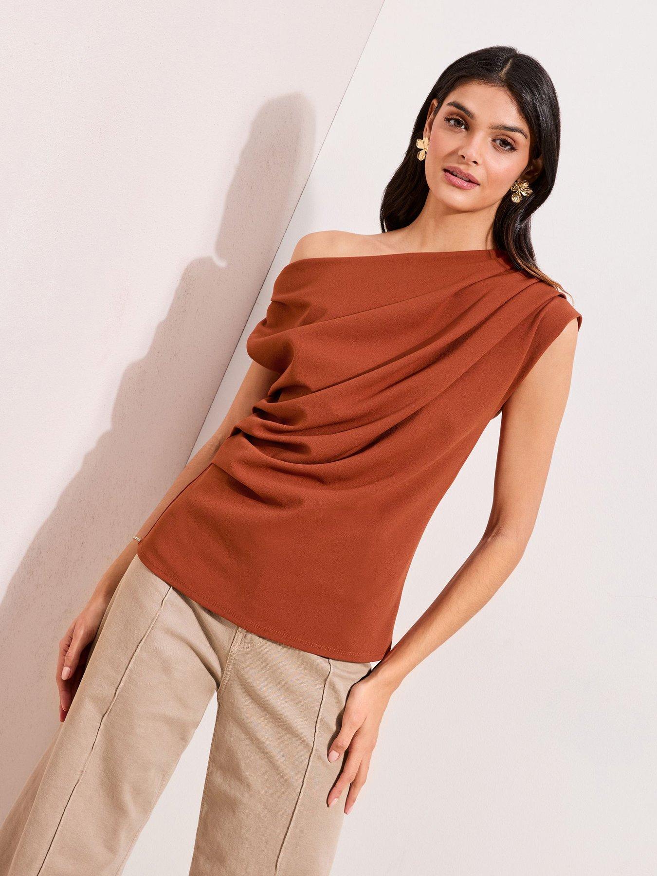Image 4 of 4 of Friends Like These Off The Shoulder Clay - Red