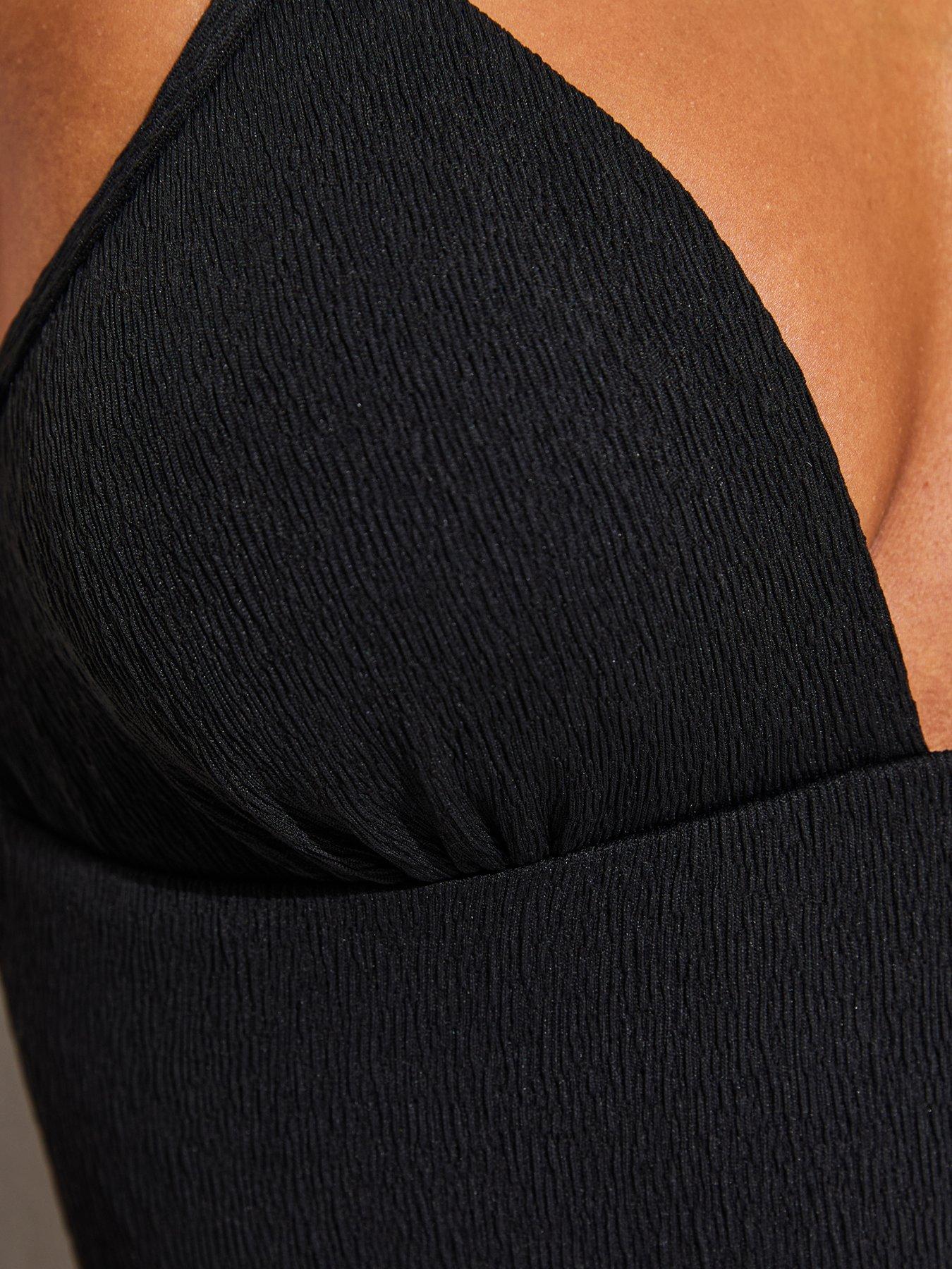 Image 5 of 5 of New Look Textured Ruched Cup Swimsuit - Black