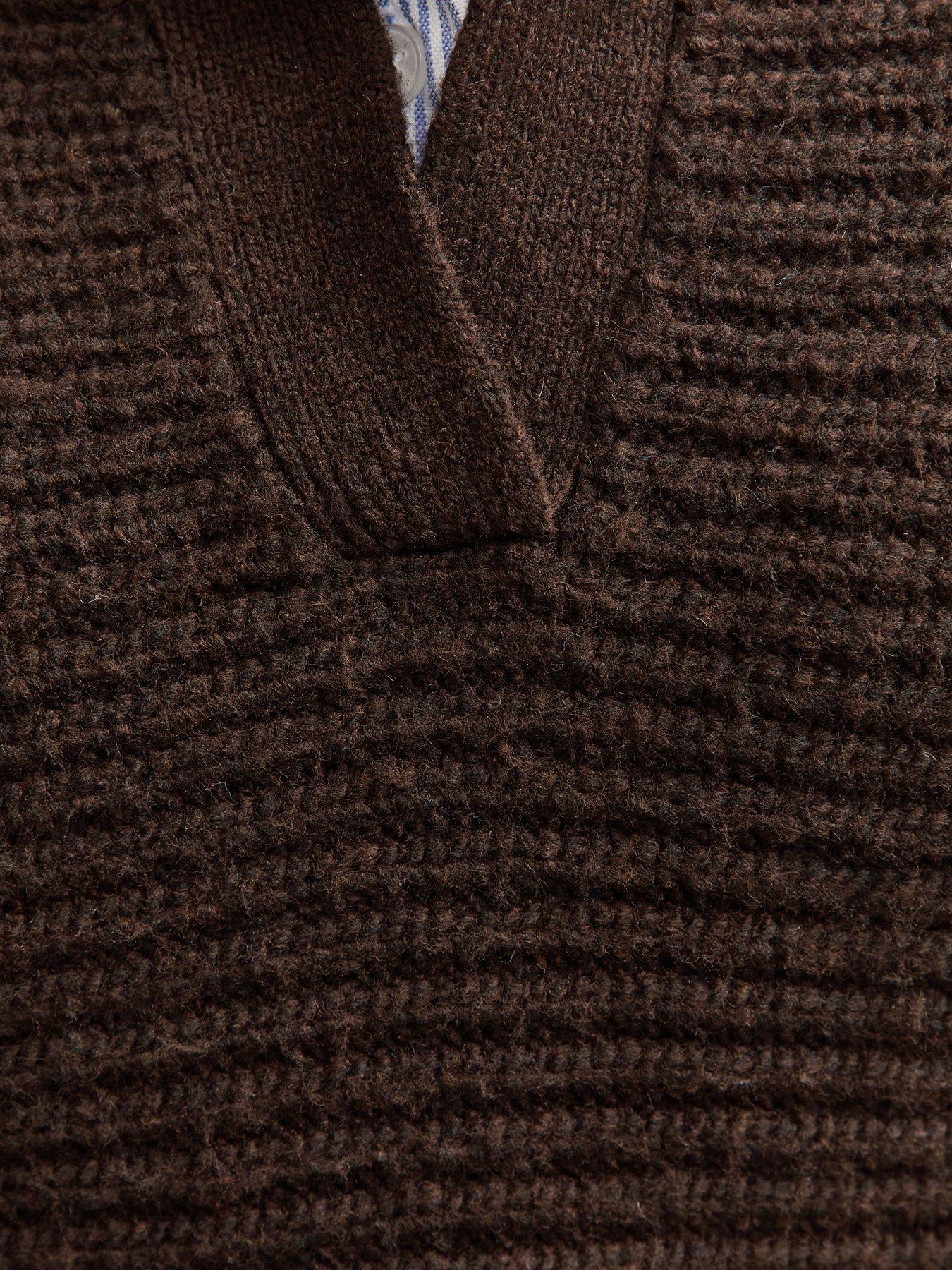 Image 5 of 5 of New Look Stitchy Polo Batwing Jumper - Dark Brown