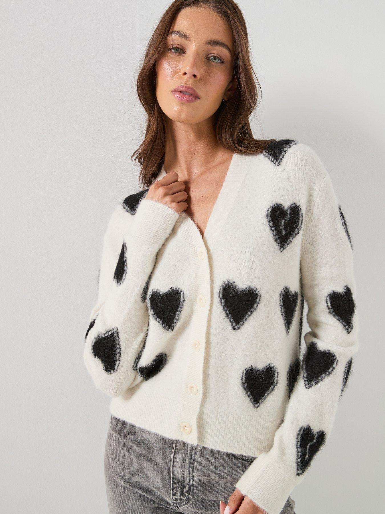 AllSaints Scatter Heart Cardigan - White/Black