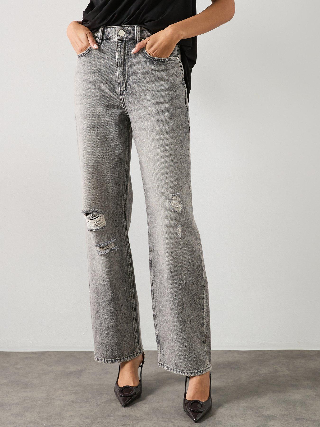 AllSaints: Brooklyn Straight Leg Jeans - Destroy Grey