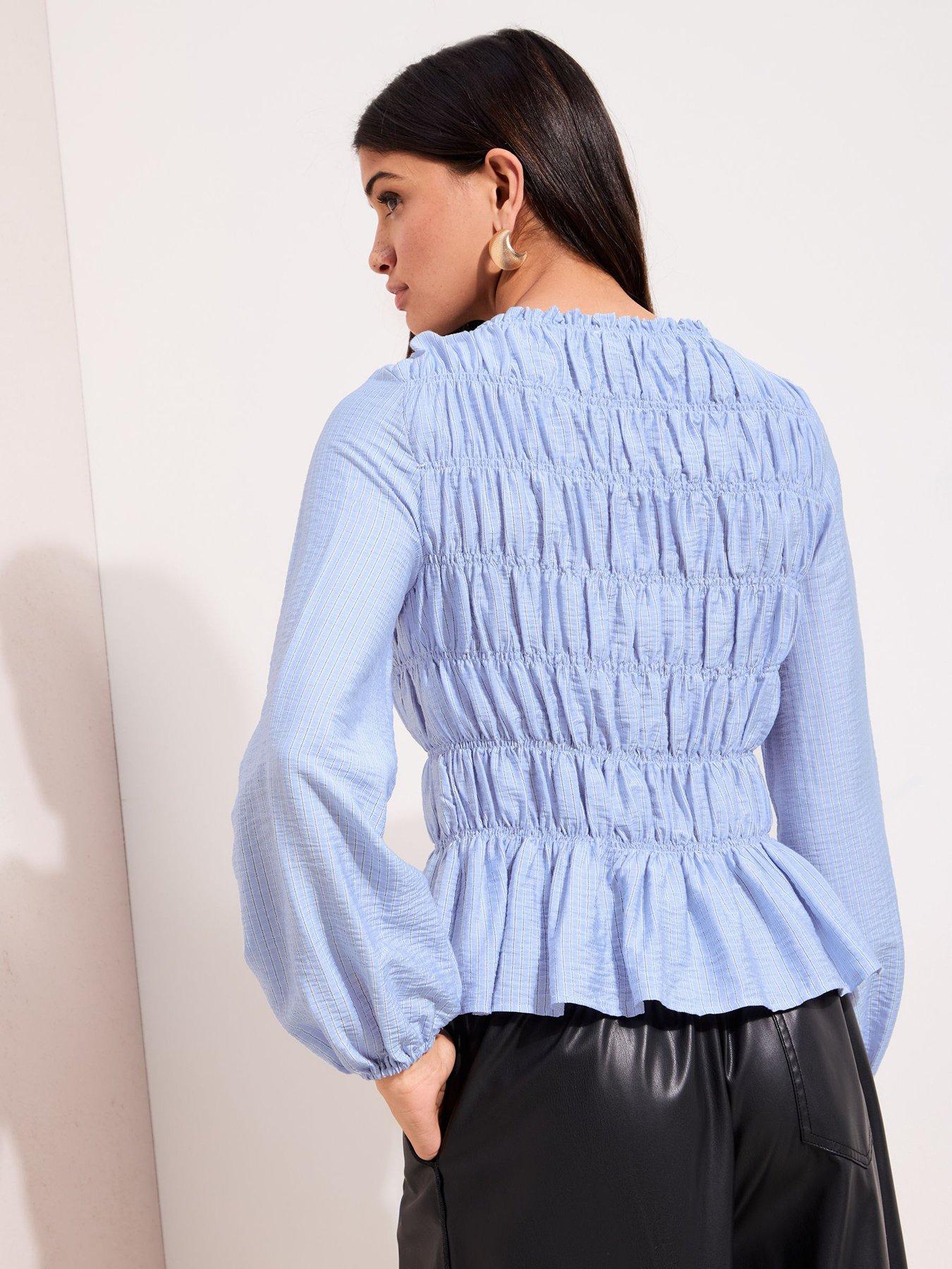 Friends Like These All Over Shirred Stripe Top - Blue | Very