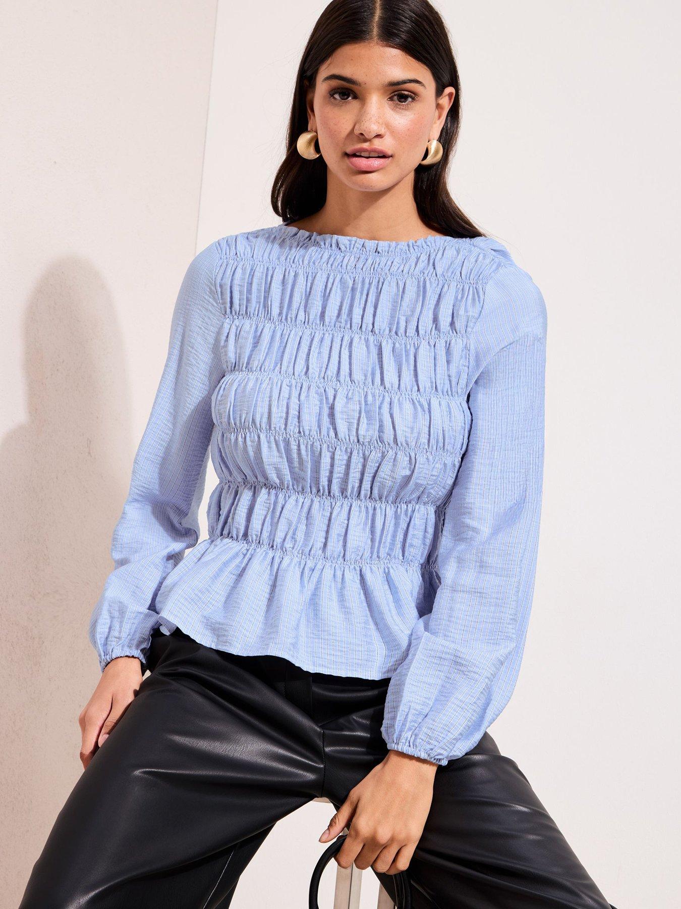 Friends Like These All Over Shirred Stripe Top - Blue | Very