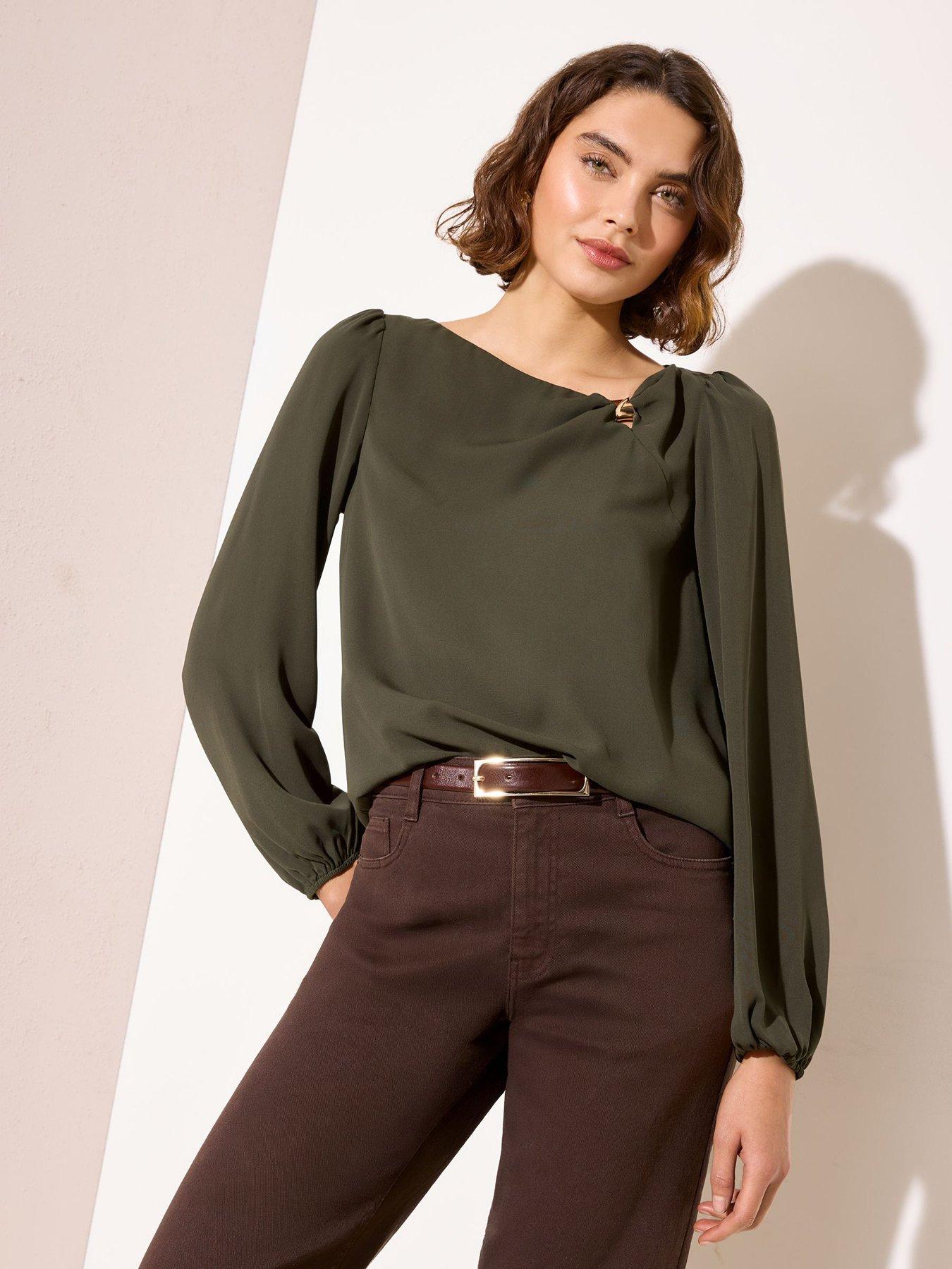 Friends Like These Hardware Drape Blouse, Green, Size 12, Women