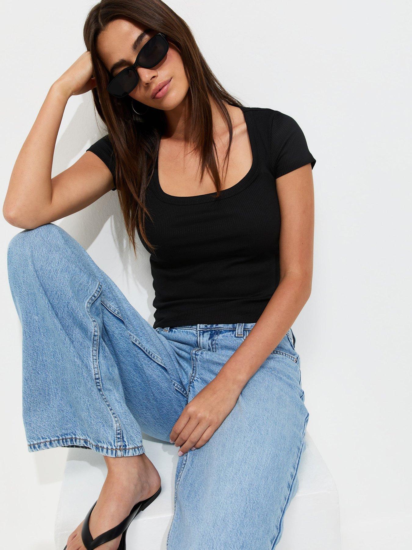 New Look Black Square Neck Top | Very