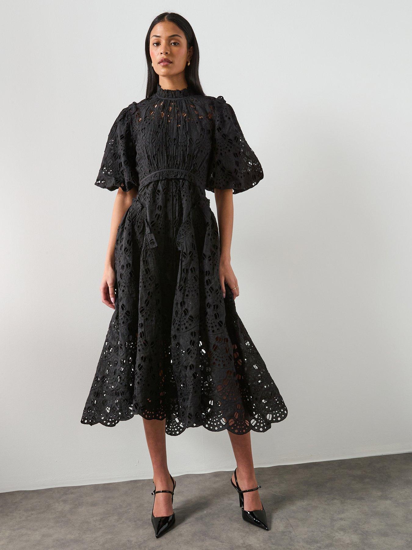 Image 1 of 6 of AllSaints Odette Dress - Black