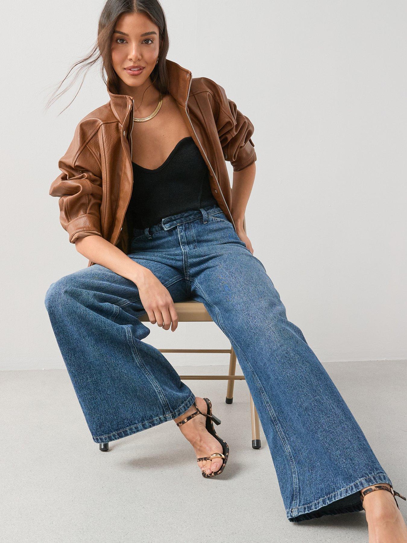 The Very Collection High Waist Wide Leg Jeans - Dark Wash