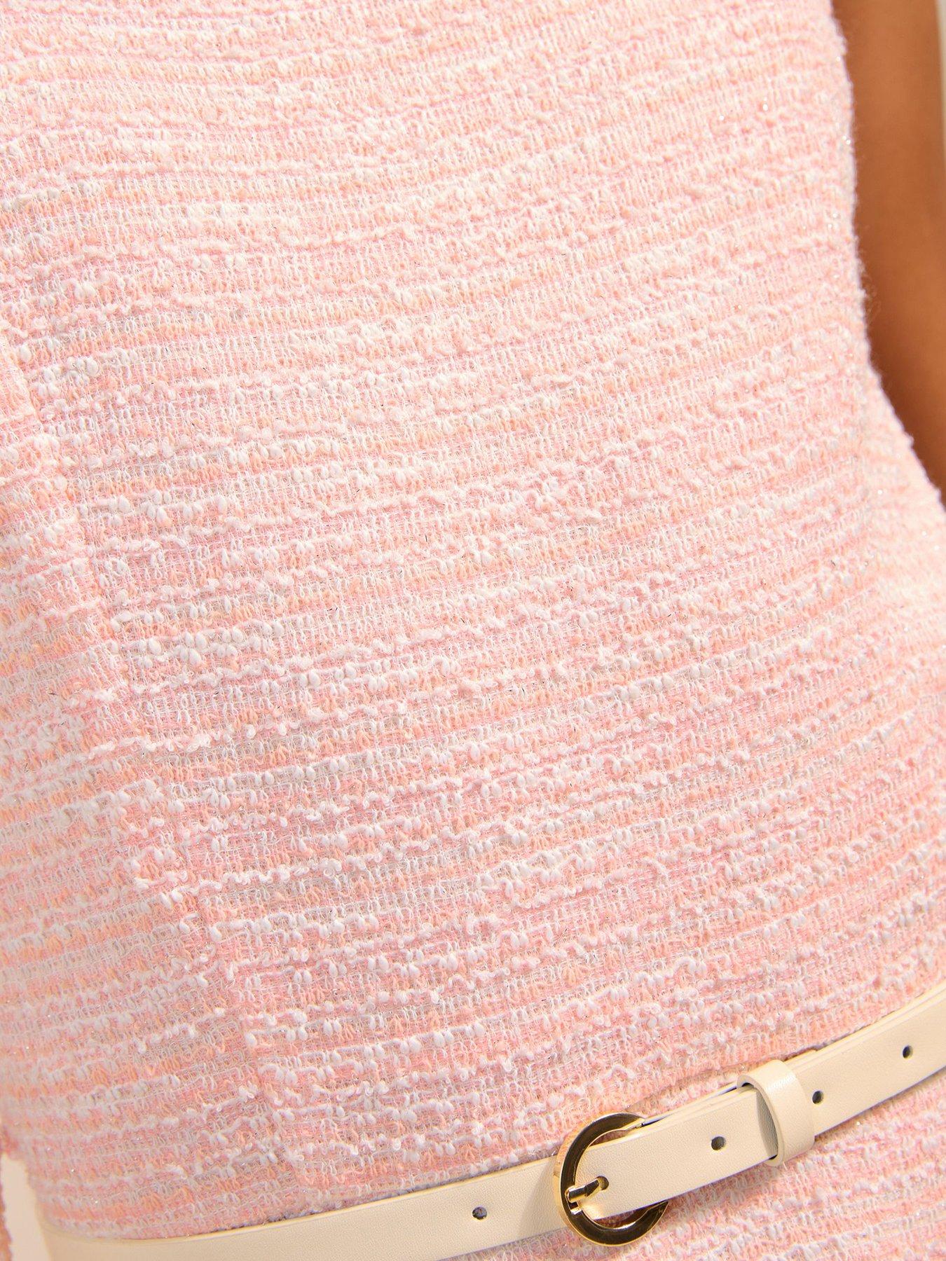 Image 5 of 5 of Friends Like These Boucle Belted Midi Dress - Pink