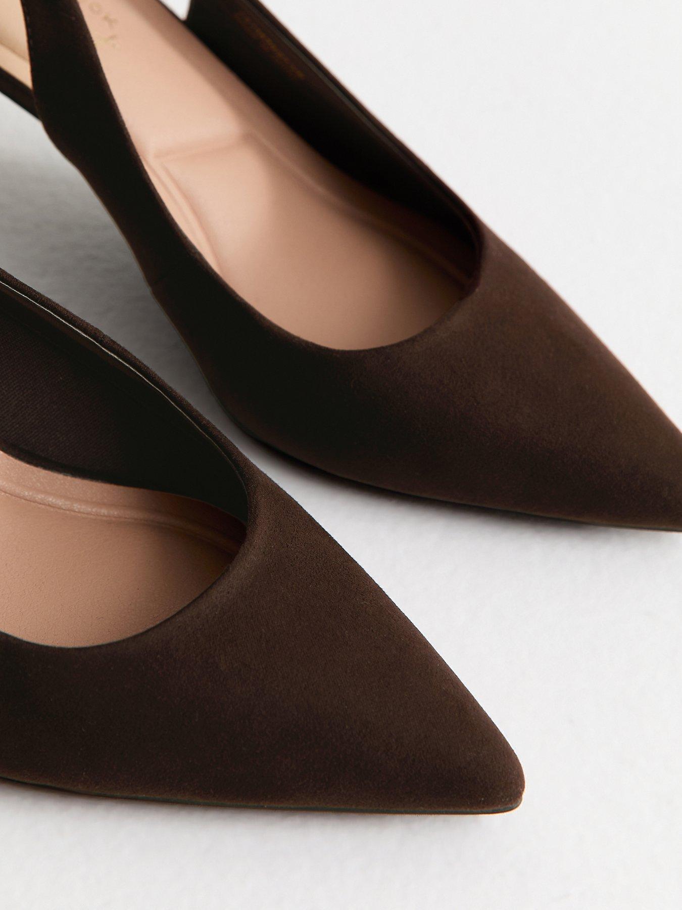Image 5 of 5 of New Look Faux Suede Slingback Pumps - Brown