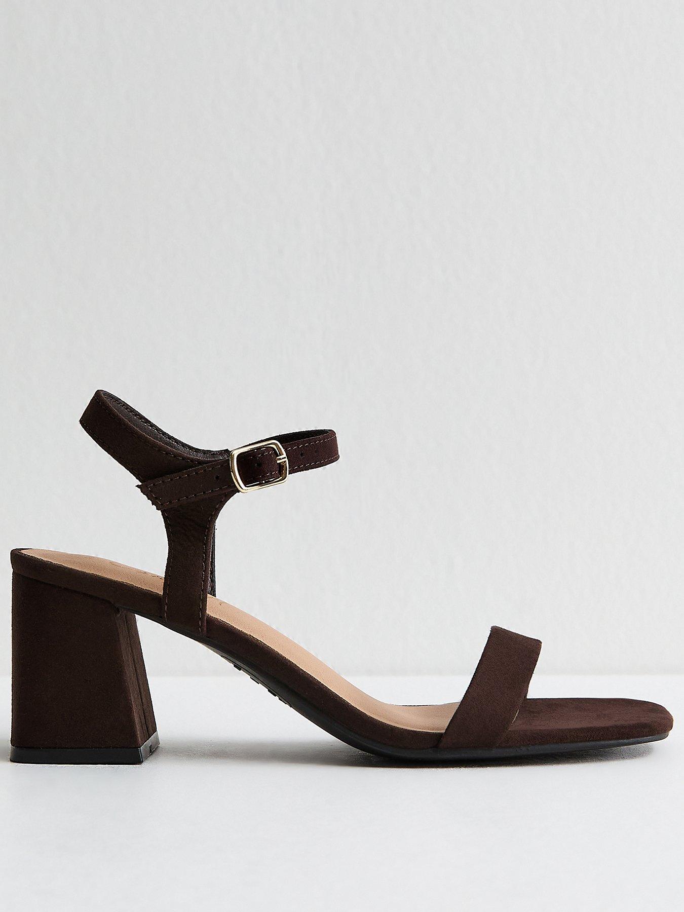 New Look Faux Suede Block Heel Sandals - Brown | Very