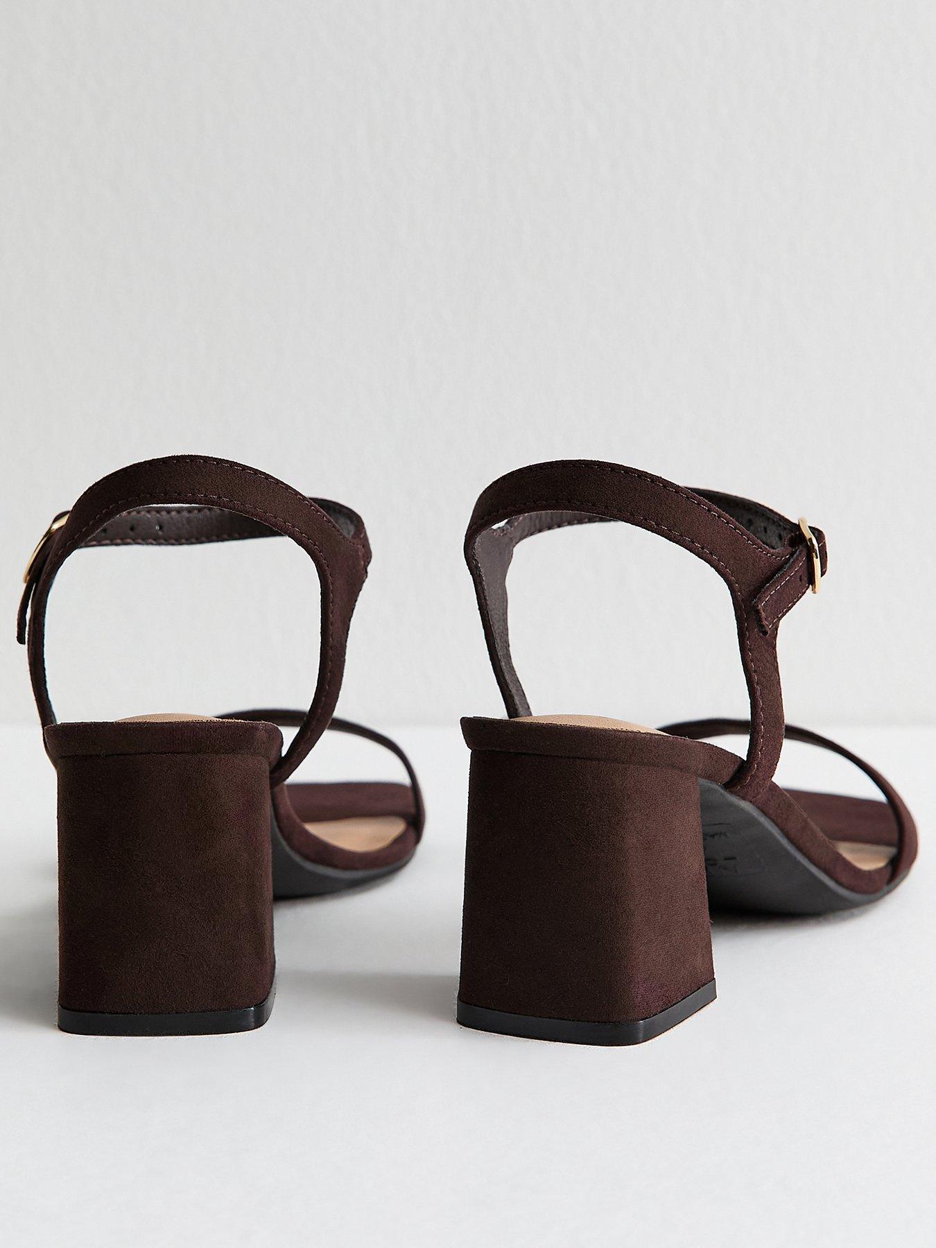 New Look Faux Suede Block Heel Sandals - Brown | Very