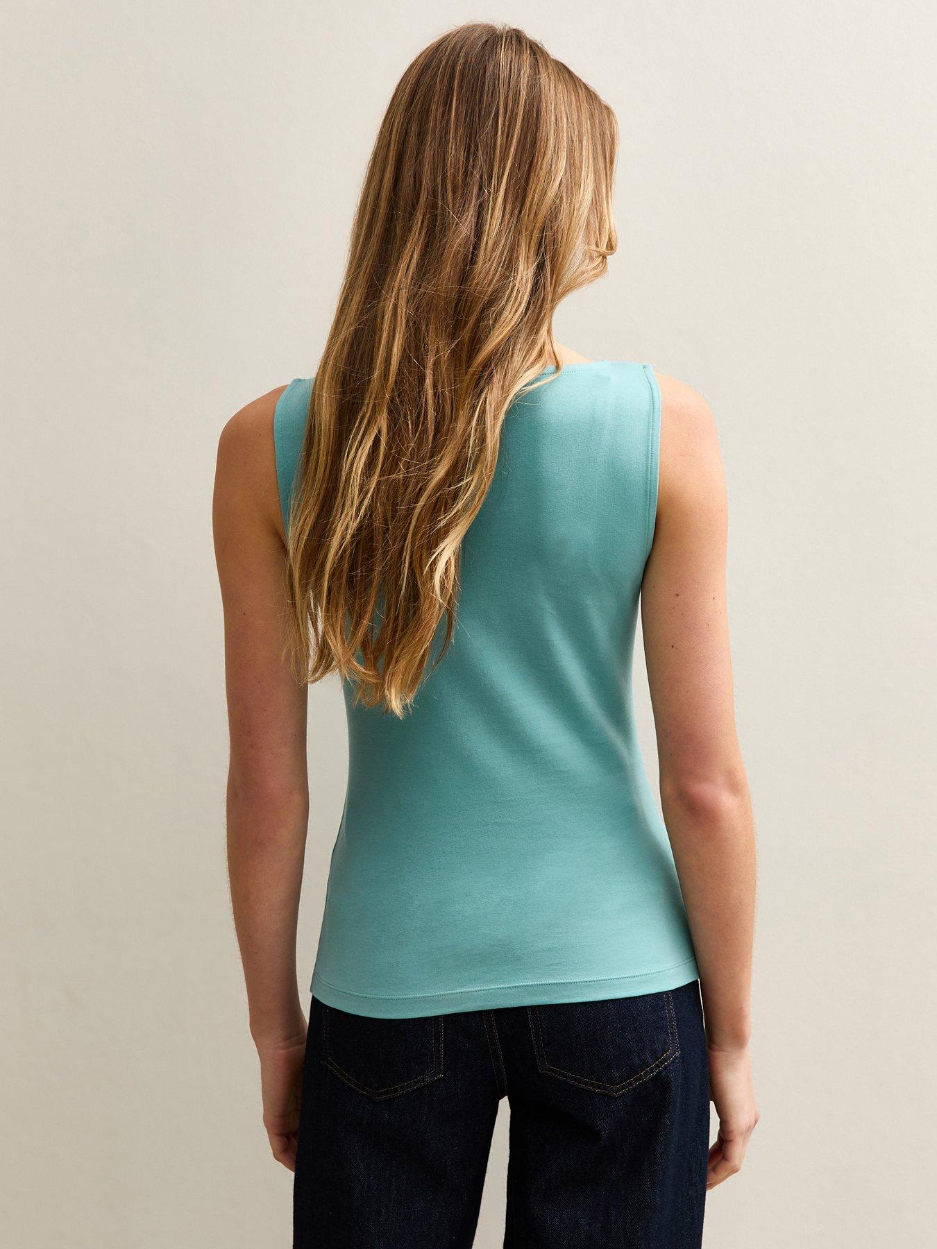 Image 2 of 5 of New Look Sleeveless Slash Neck Top - Light Blue
