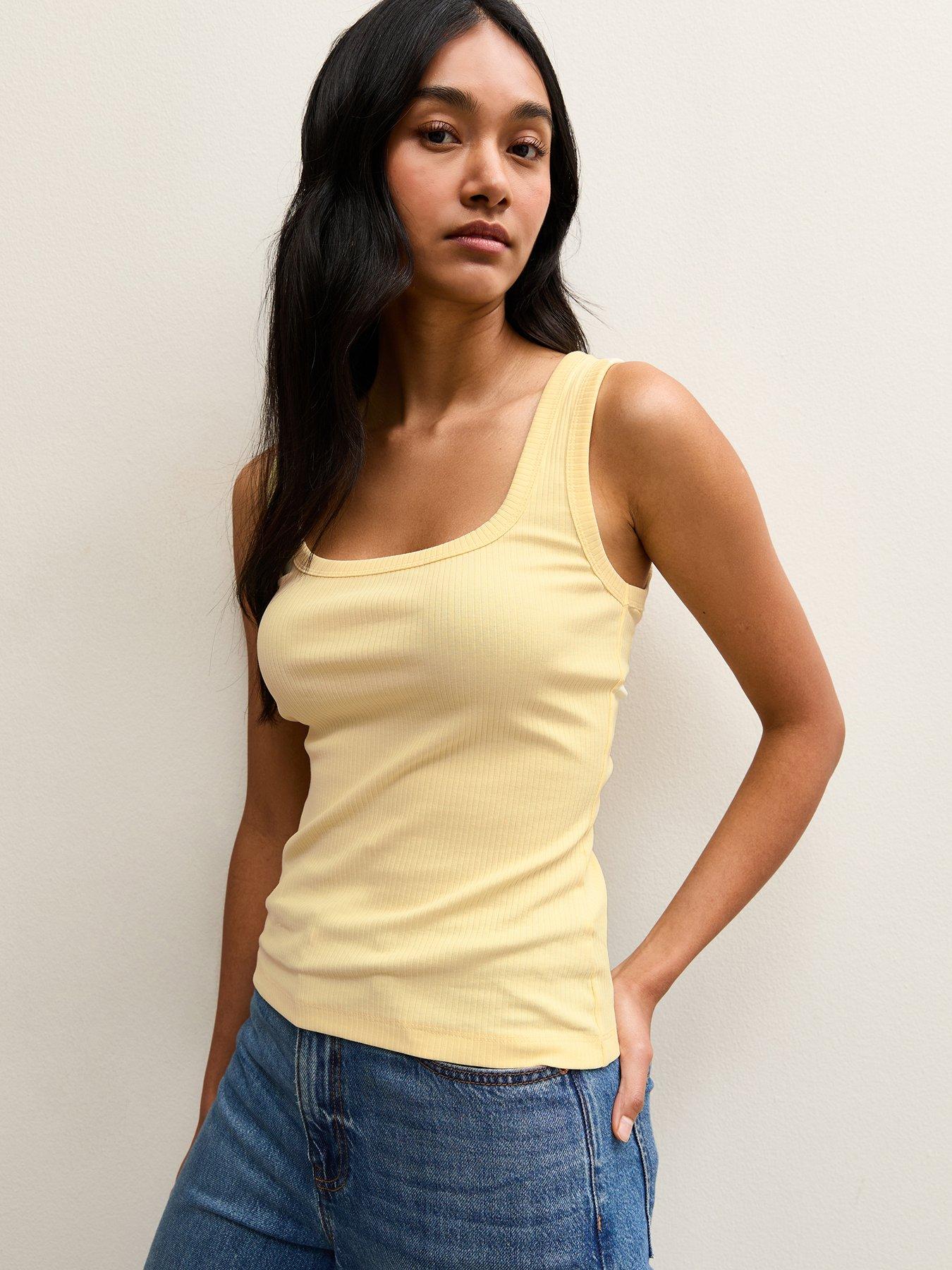 New Look Square Neck Vest Top - Light Yellow