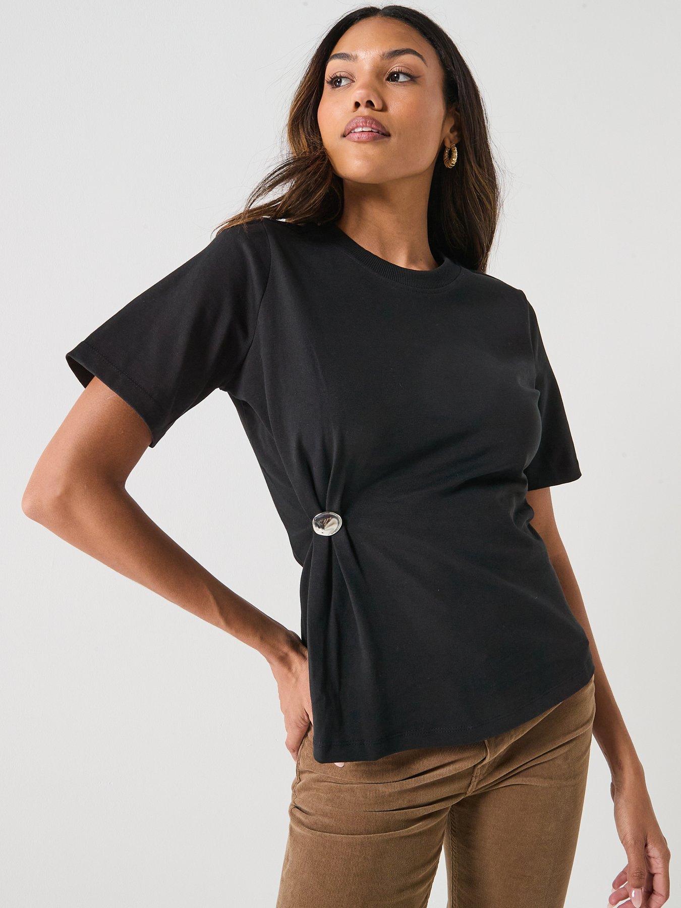 Only Marie Button Detail Top - Black